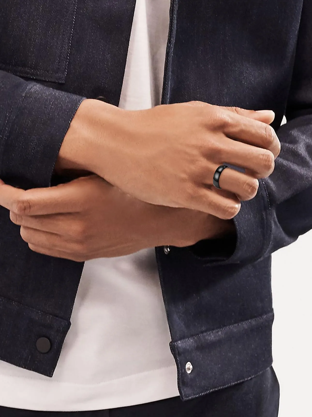 Bestyle Anello Uomo Sottile Anello Maschile Acciaio Anelli Donna Argento Grandi Misura 20 6mm Nero con Confezione Regalo - immagine 8