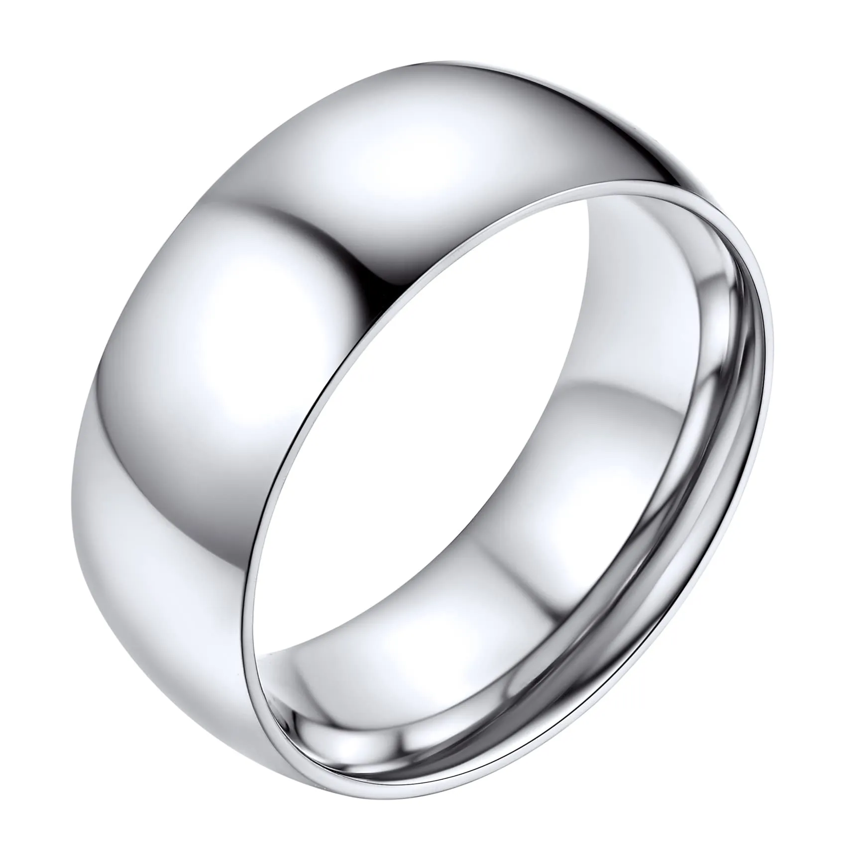 Bestyle Anello Acciaio Uomo Anelli da Ragazzo Anello Acciaio Donna Misura 25 8mm Argento con Confezione Regalo - immagine 1