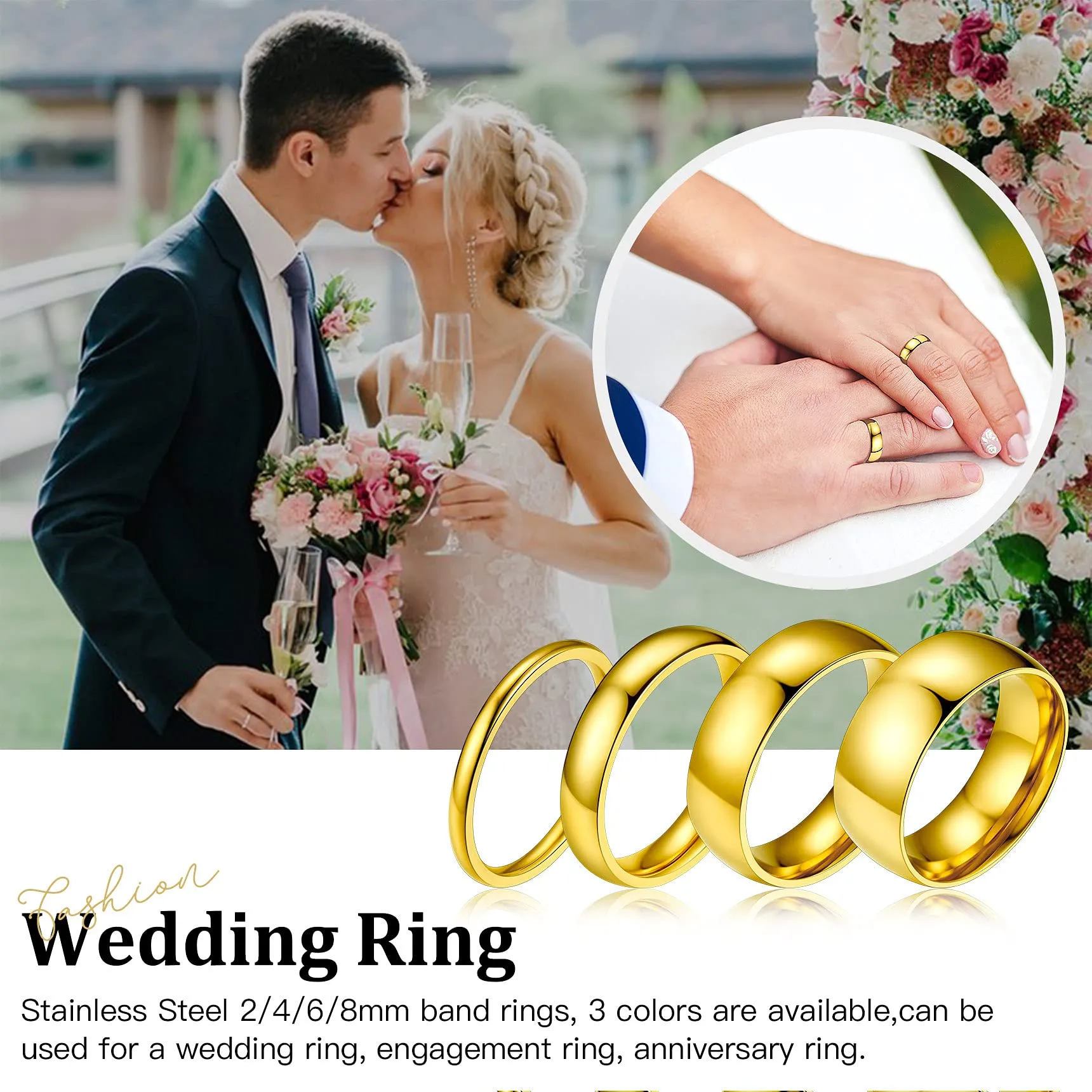 Bestyle Anello Uomo Pollice Oro Misura 27 8mm Oro con Confezione Regalo - immagine 2