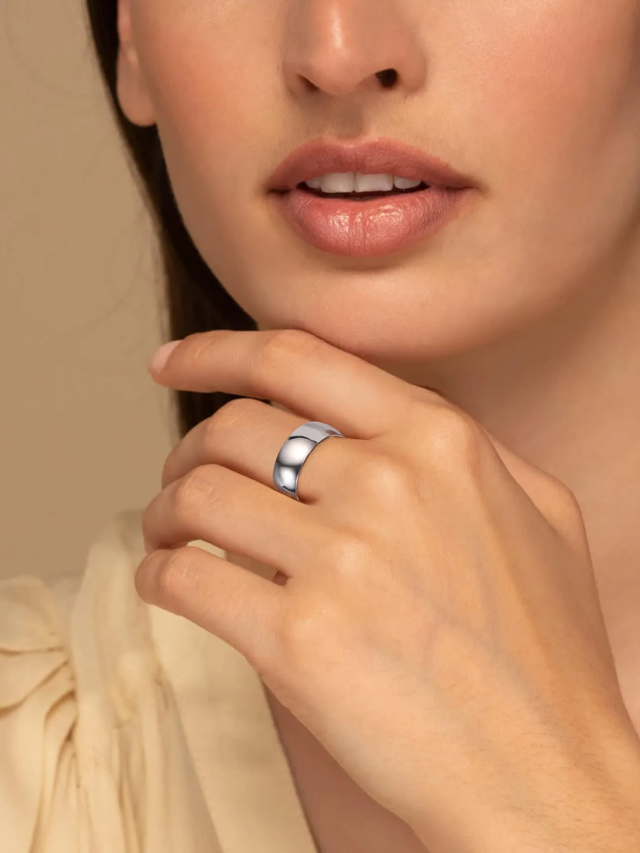 Bestyle Anello Uomo Acciaio Anello Acciaio Uomo Anello Donna Argento Misura 20 8mm Argento con Confezione Regalo - immagine 2