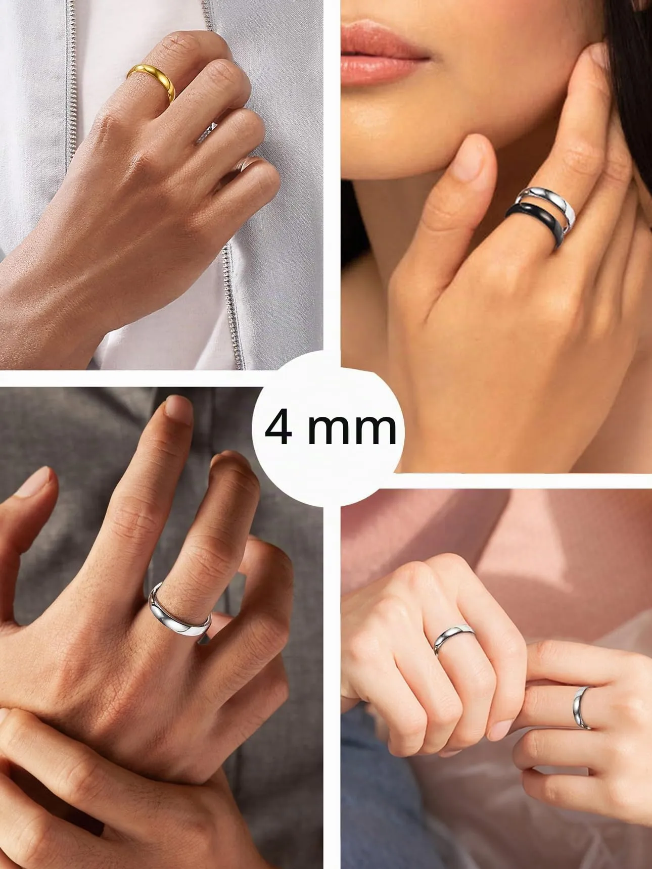 Bestyle Anello Uomo Nero Anello Acciaio Nero Donna Anelli Donna Anallergici Misura 20 4mm Nero con Confezione Regalo - immagine 7