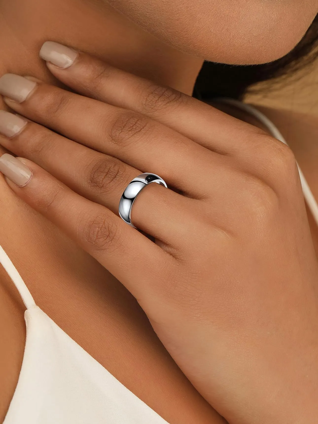 Bestyle Anelli Uomo Acciaio Inossidabile Anelli da Uomo Anelli Acciaio Donna Misura 20 6mm Argento con Confezione Regalo - immagine 3