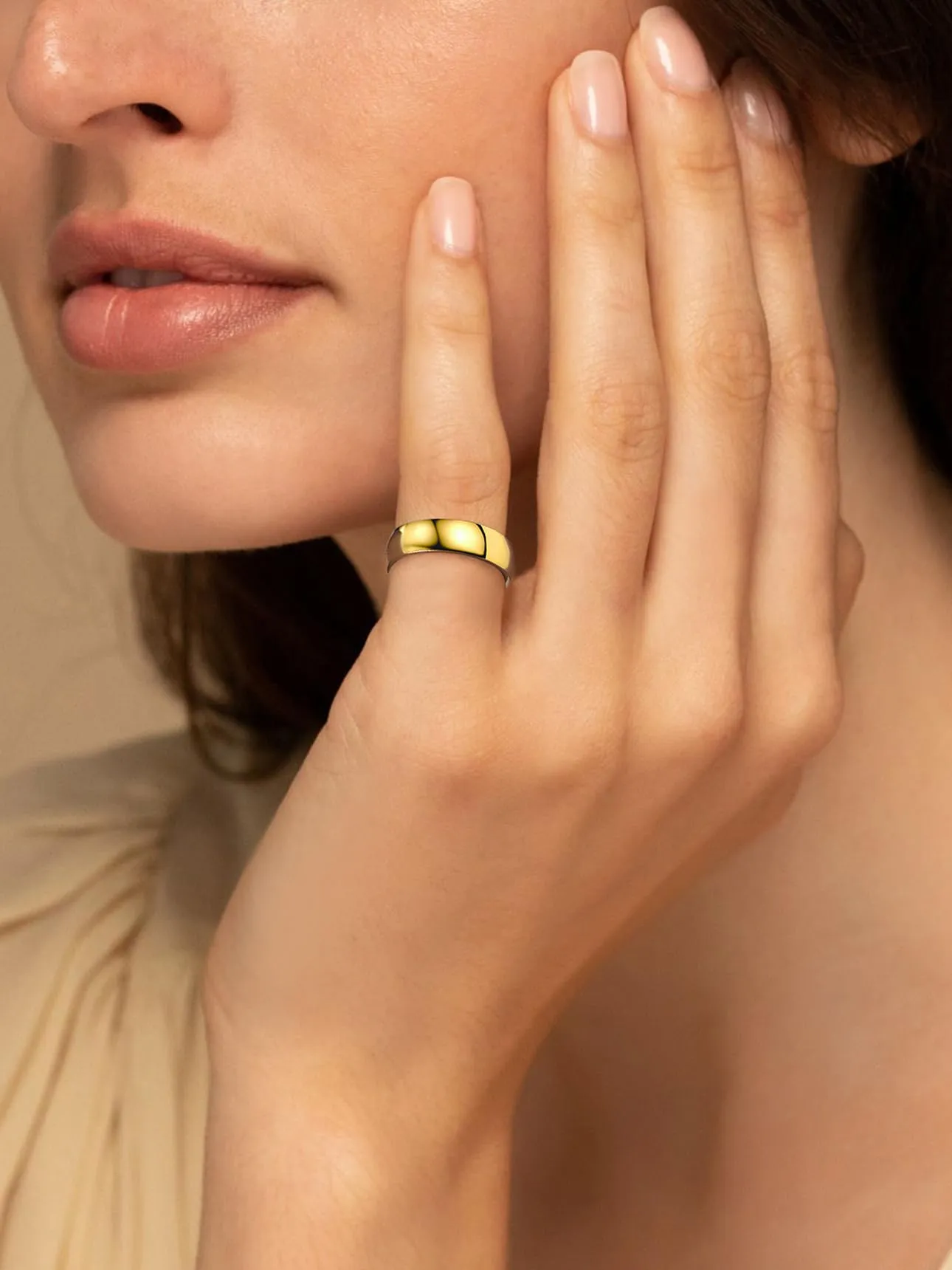 Bestyle Anelli Uomo Color Oro Anello Unisex Anello Acciaio Coppia Misura 20 6mm Oro con Confezione Regalo - immagine 5