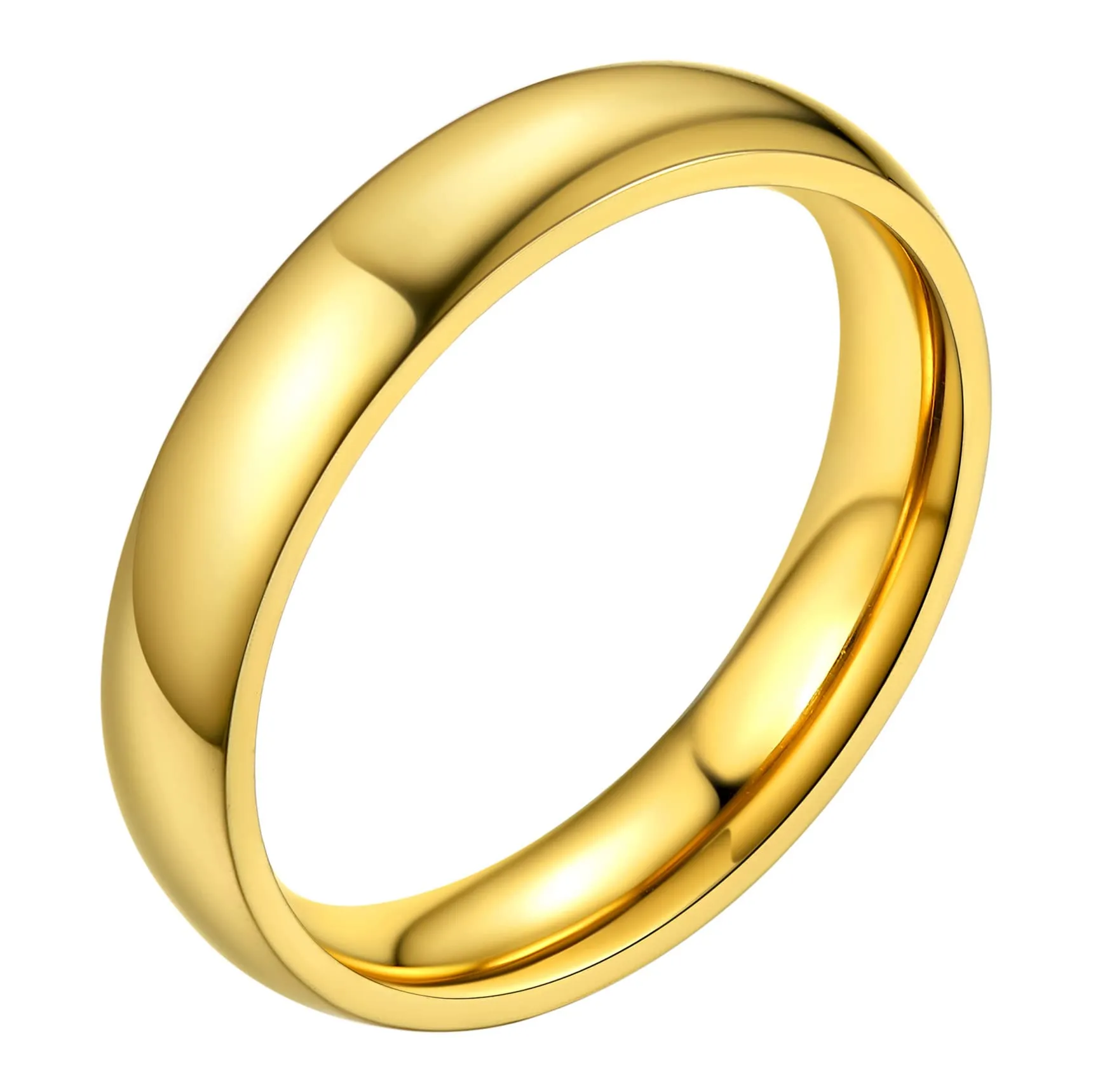 Bestyle Anello Acciaio Inossidabile Oro Anelli Donna Dorati Anelli Acciaio Color Oro Misura 14 4mm Oro con Confezione Regalo - immagine 1