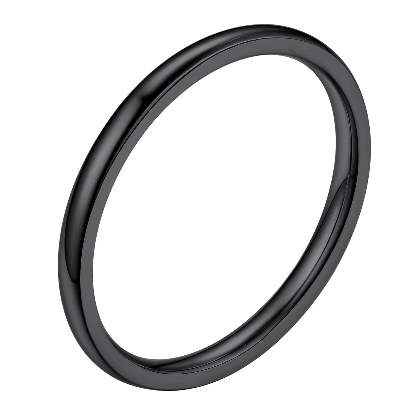 Bestyle Anello a Fascia Donna in Acciaio Nero, Argento Grande Misura 22 2mm Con Confezione Regalo - immagine 1