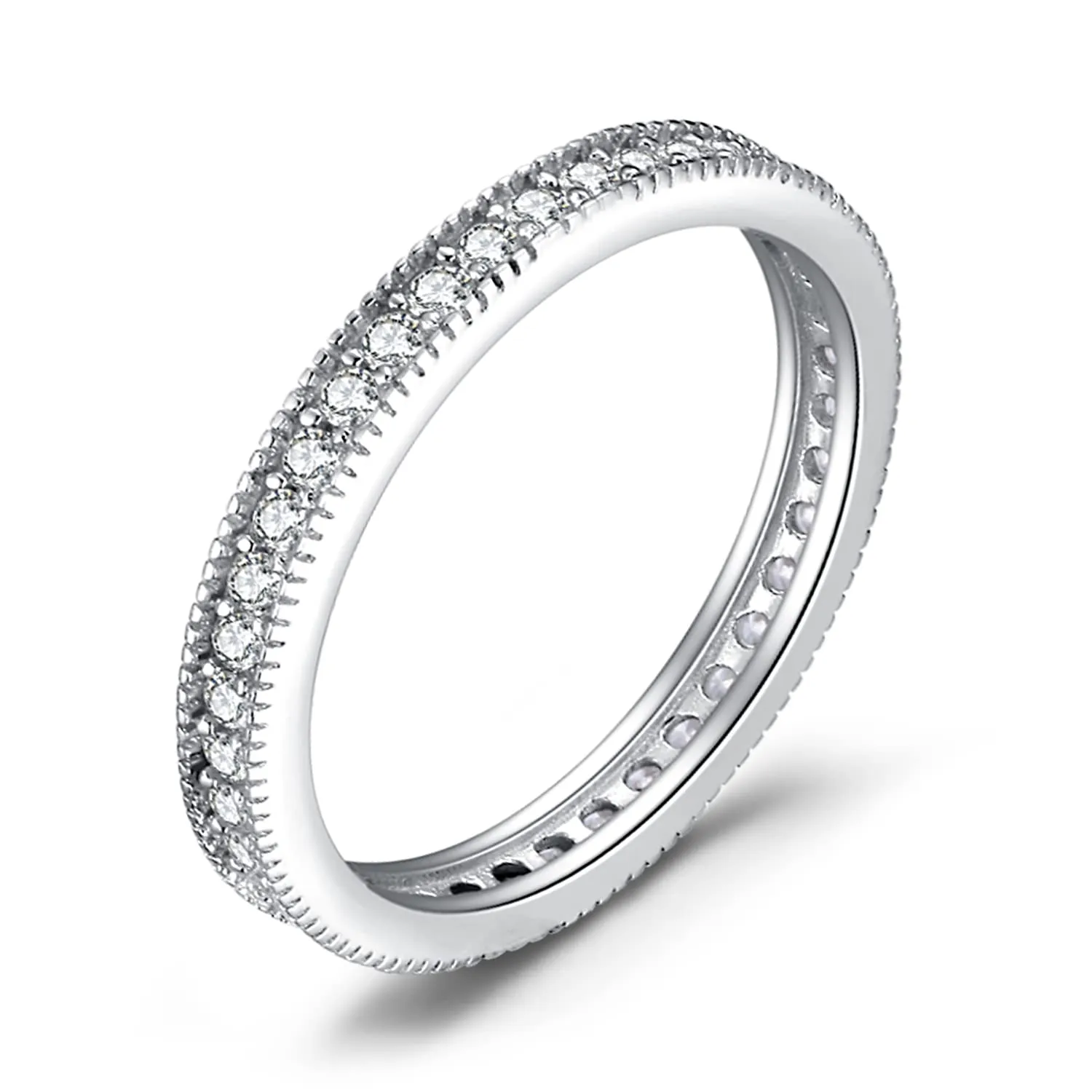 JewelryPalace Classici Anelli Impilabili Donna Argento 925 con Cubic Zirconia, Eterno Anello Donna Argento con Pietre Preziose, Fedi Matrimonio in Argento Anello Oro Bianco Set Gioielli Donna - immagine 1