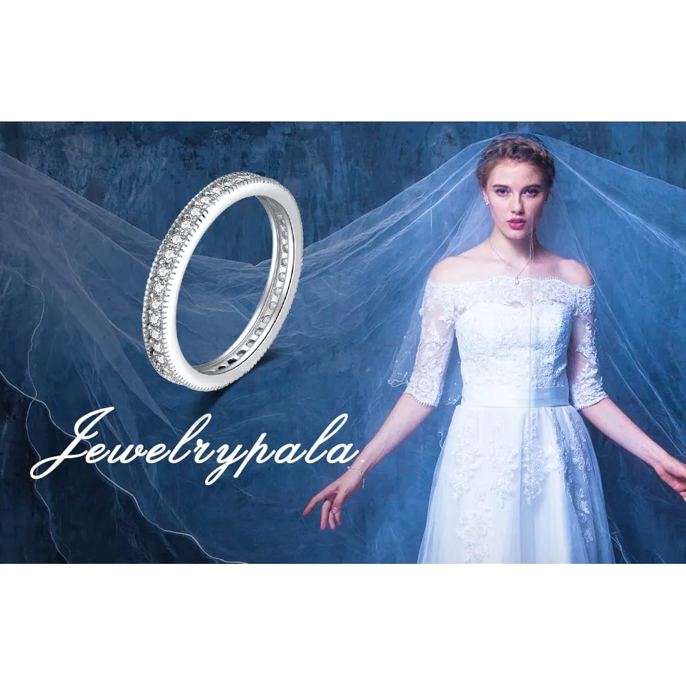 JewelryPalace Classici Anelli Impilabili Donna Argento 925 con Cubic Zirconia, Eterno Anello con Pietre Preziose, Fedi Matrimonio in Argento Oro Bianco Set Gioielli - immagine 6