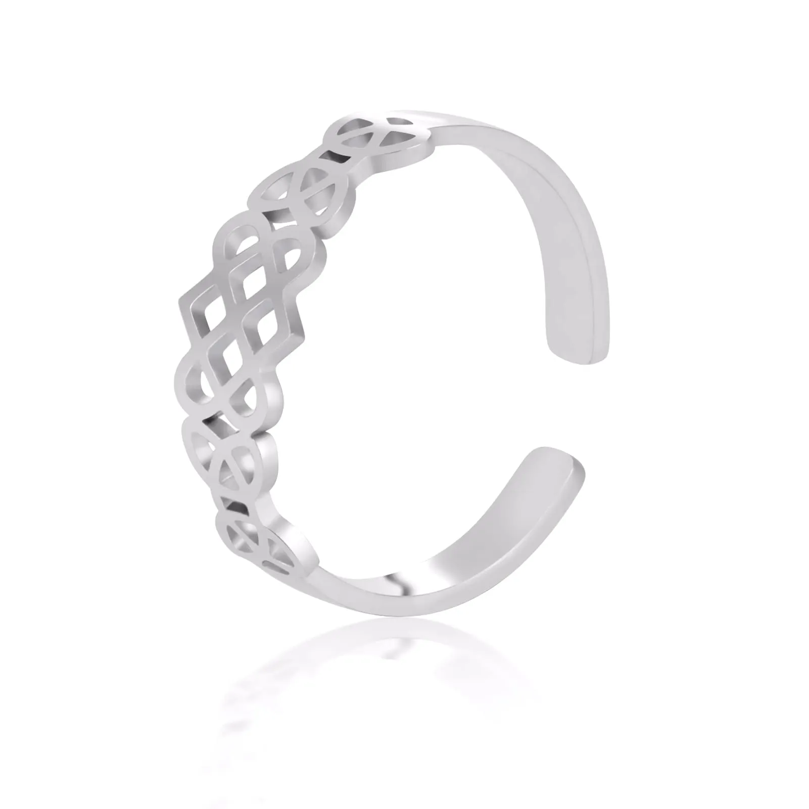 Amaxer Anello con nodo celtico irlandese da donna con motivo a vite in filigrana fiore della vita, geometria sacra ampia, regolabile, anello aperto spesso scavato fuori spiaggia, gioielli regalo - immagine 1