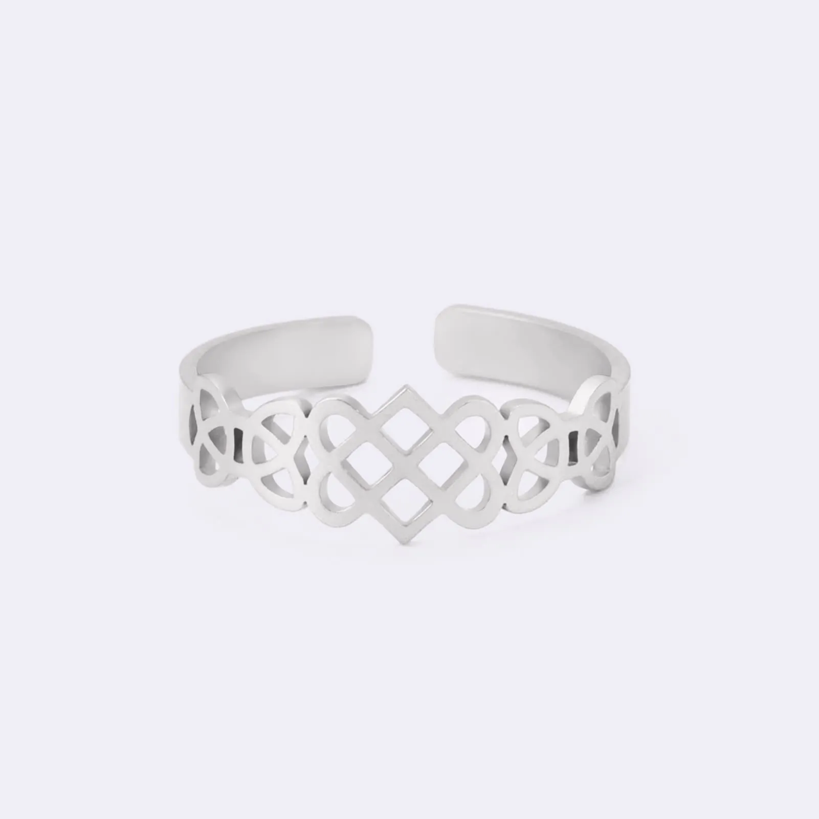 Amaxer Anello con nodo celtico irlandese da donna con motivo a vite in filigrana fiore della vita, geometria sacra ampia, regolabile, anello aperto spesso scavato fuori spiaggia, gioielli regalo - immagine 6