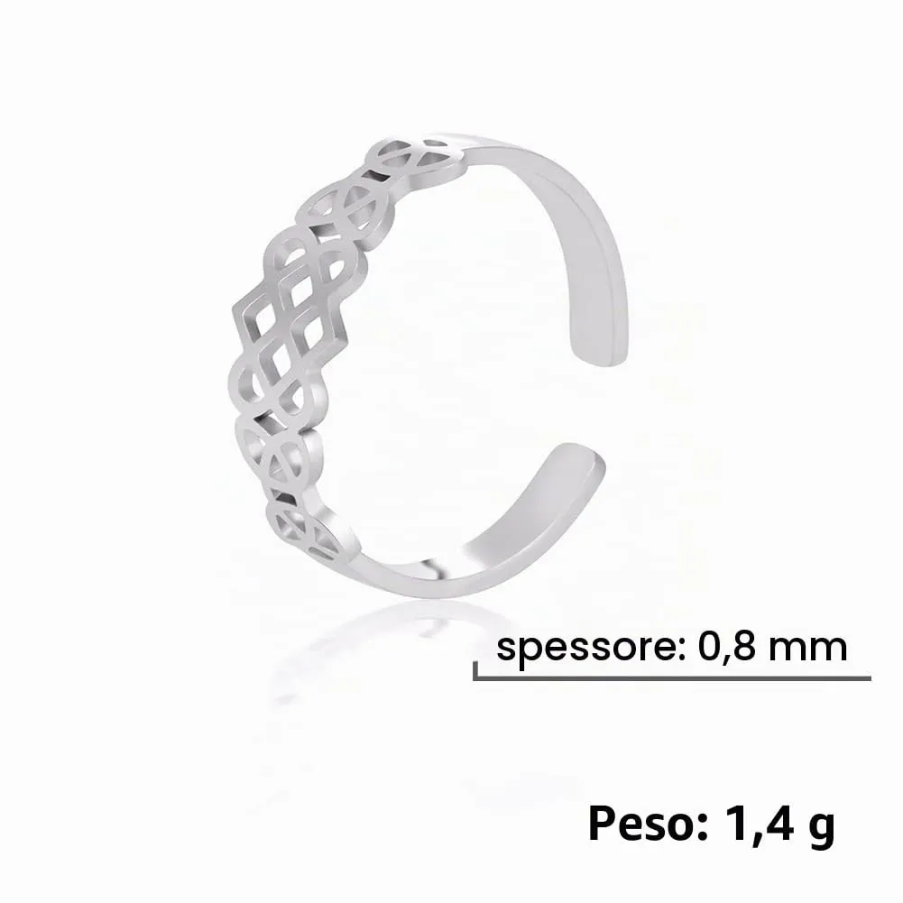 Amaxer Anello con nodo celtico irlandese da donna con motivo a vite in filigrana fiore della vita, geometria sacra ampia, regolabile, anello aperto spesso scavato fuori spiaggia, gioielli regalo - immagine 7