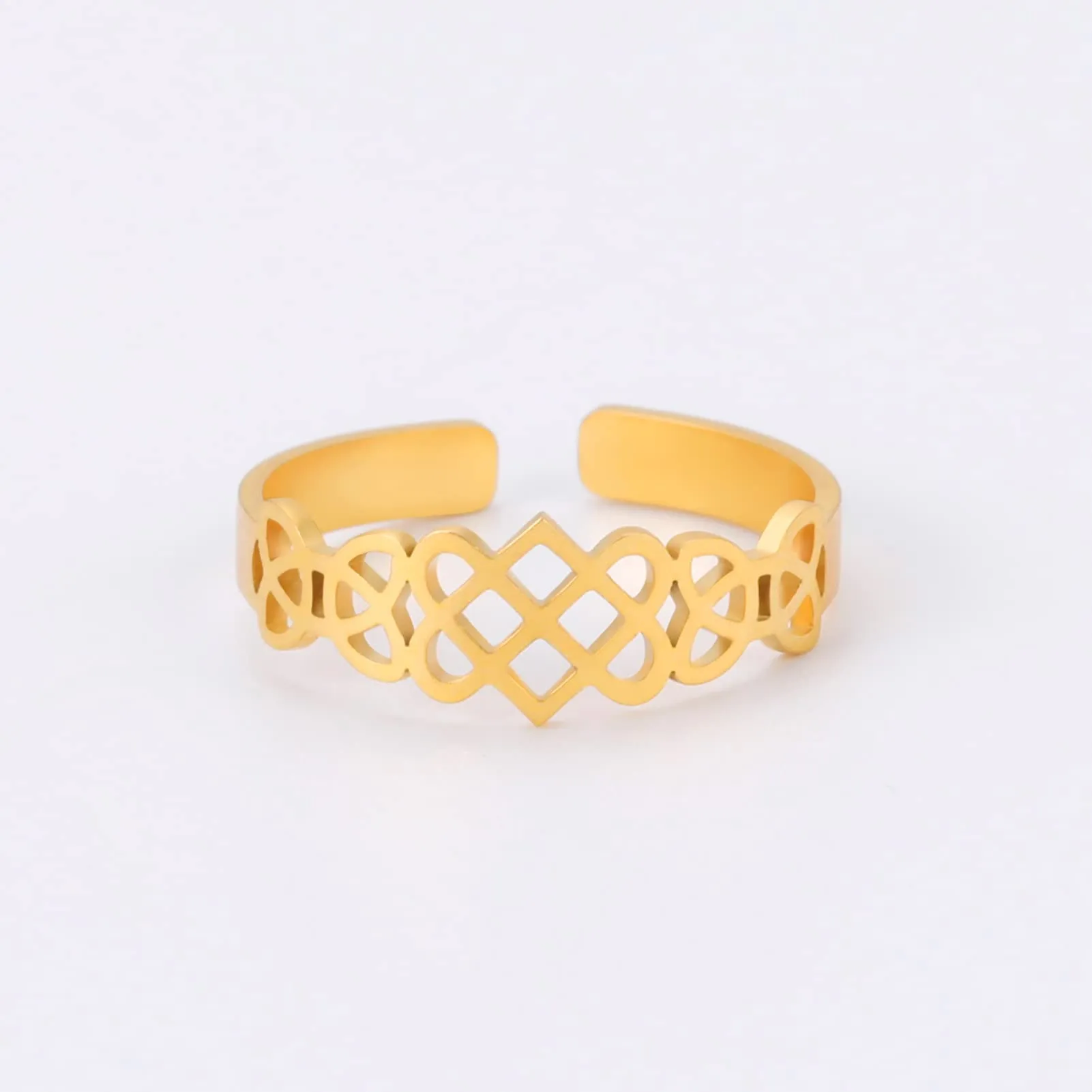Amaxer Anello con nodo celtico irlandese da donna con motivo a vite in filigrana fiore della vita, geometria sacra ampia, regolabile, anello aperto spesso scavato fuori spiaggia, gioielli regalo - immagine 5