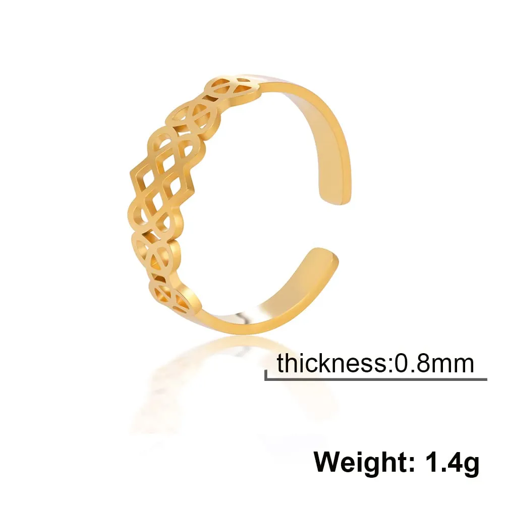 Amaxer Anello con nodo celtico irlandese da donna con motivo a vite in filigrana fiore della vita, geometria sacra ampia, regolabile, anello aperto spesso scavato fuori spiaggia, gioielli regalo - immagine 7