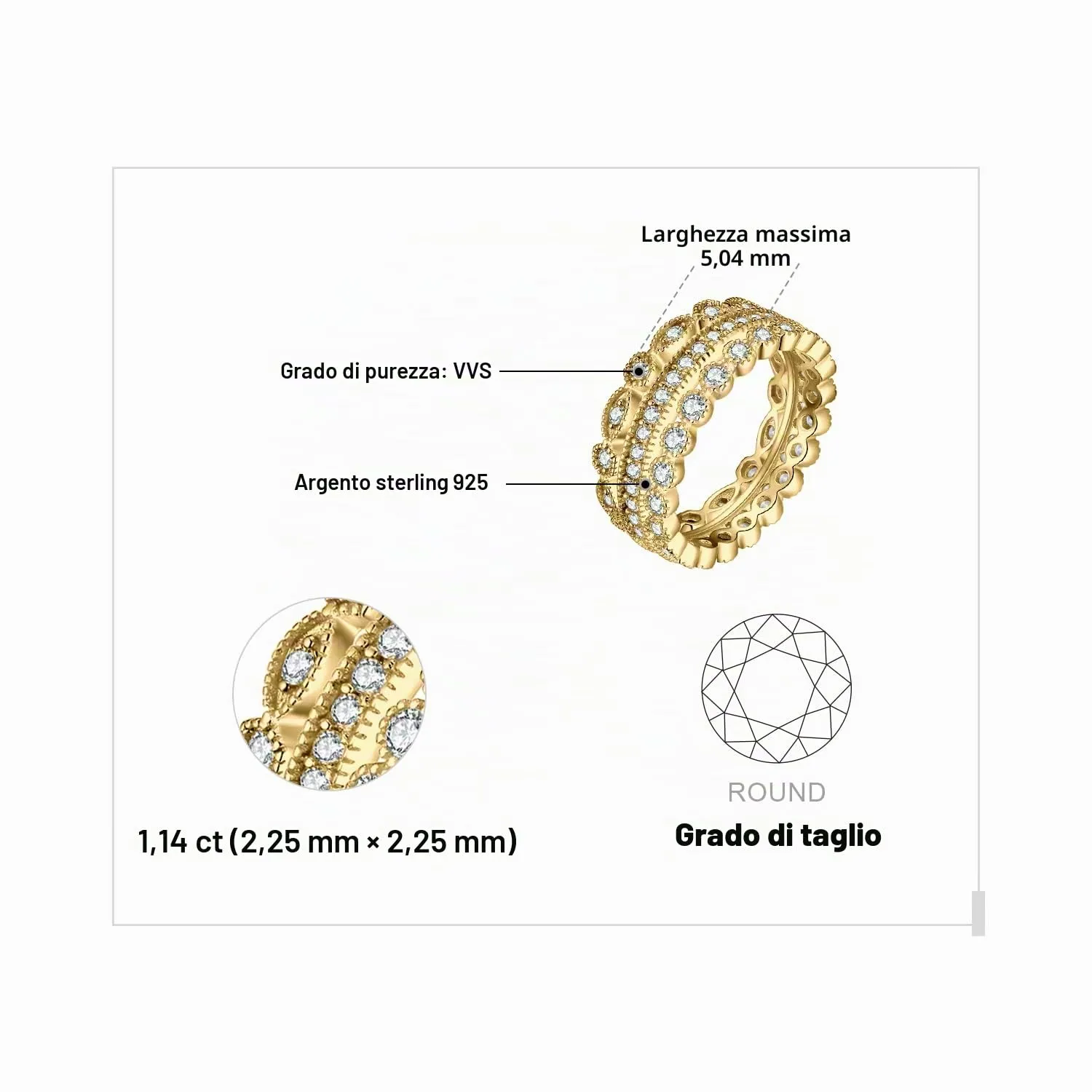 JewelryPalace 2.15ct Eternity Anello Infinito Donna Argento Con Cubica Zirconia, 3 Anelli Impilabili 925 Con Pietra a Taglio Marquise, Fedi Nuziali Dorati Matrimonio Set Gioielli - immagine 2