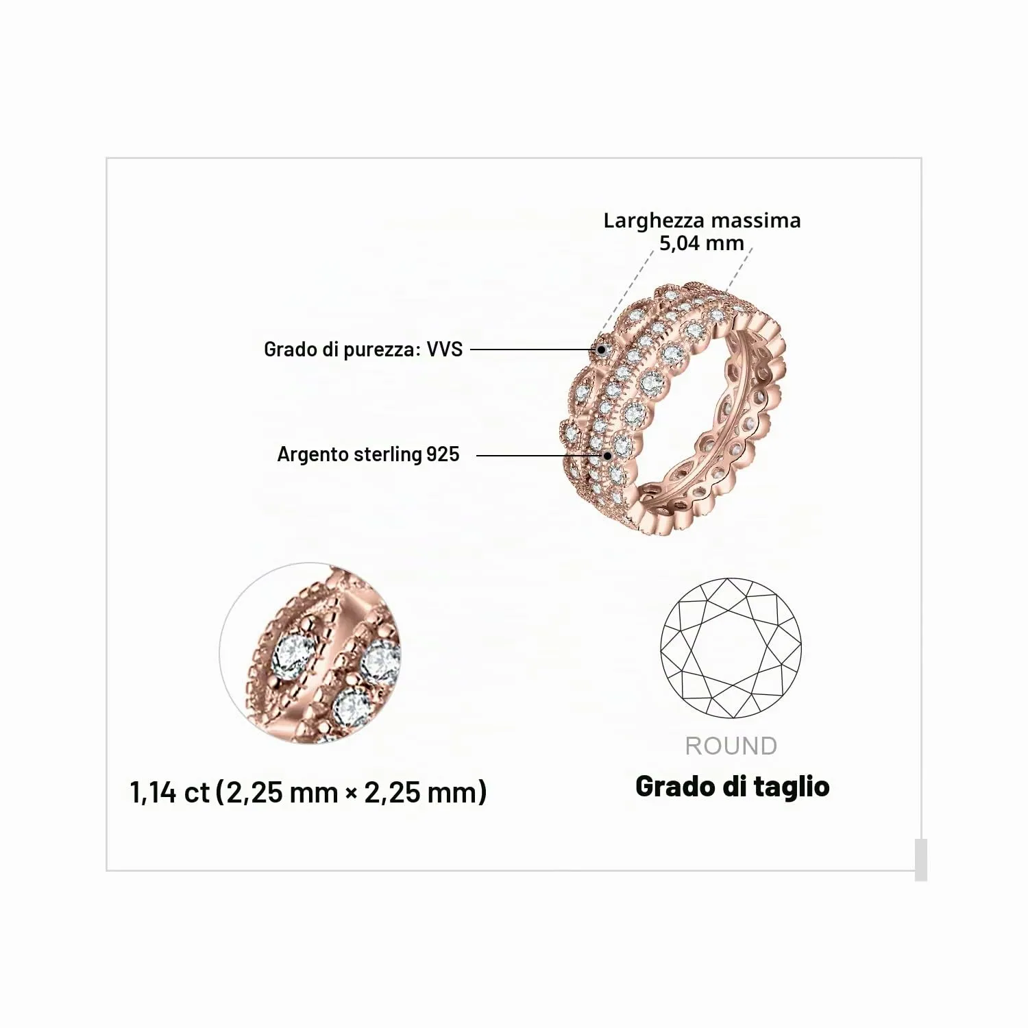 JewelryPalace 2.15ct Eternity Anello Infinito Donna Argento con Cubica Zirconia, 3 Anelli Impilabili Donna 925 con Pietra a Taglio Marquise, Fedi Nuziali Anelli Oro Rosa Matrimonio Set Gioielli Donna - immagine 2