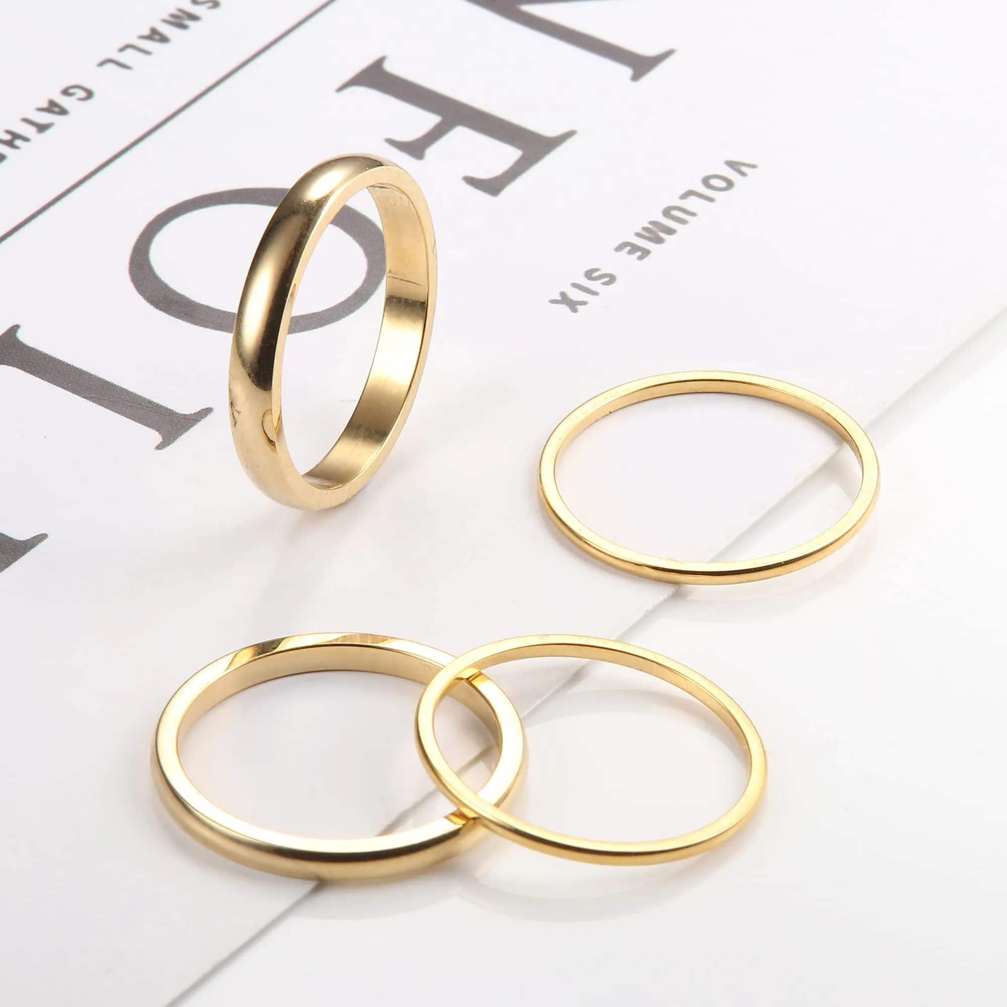 Diamday 4 Pezzi Set di Anelli Sottili Knuckle Stacking Rings Anello - immagine 5