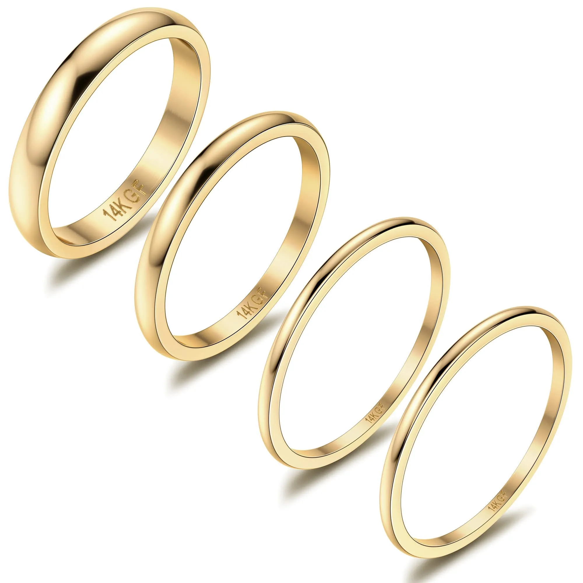 Diamday 4 Pezzi Set di Anelli Sottili Knuckle Stacking Rings Anello - immagine 1