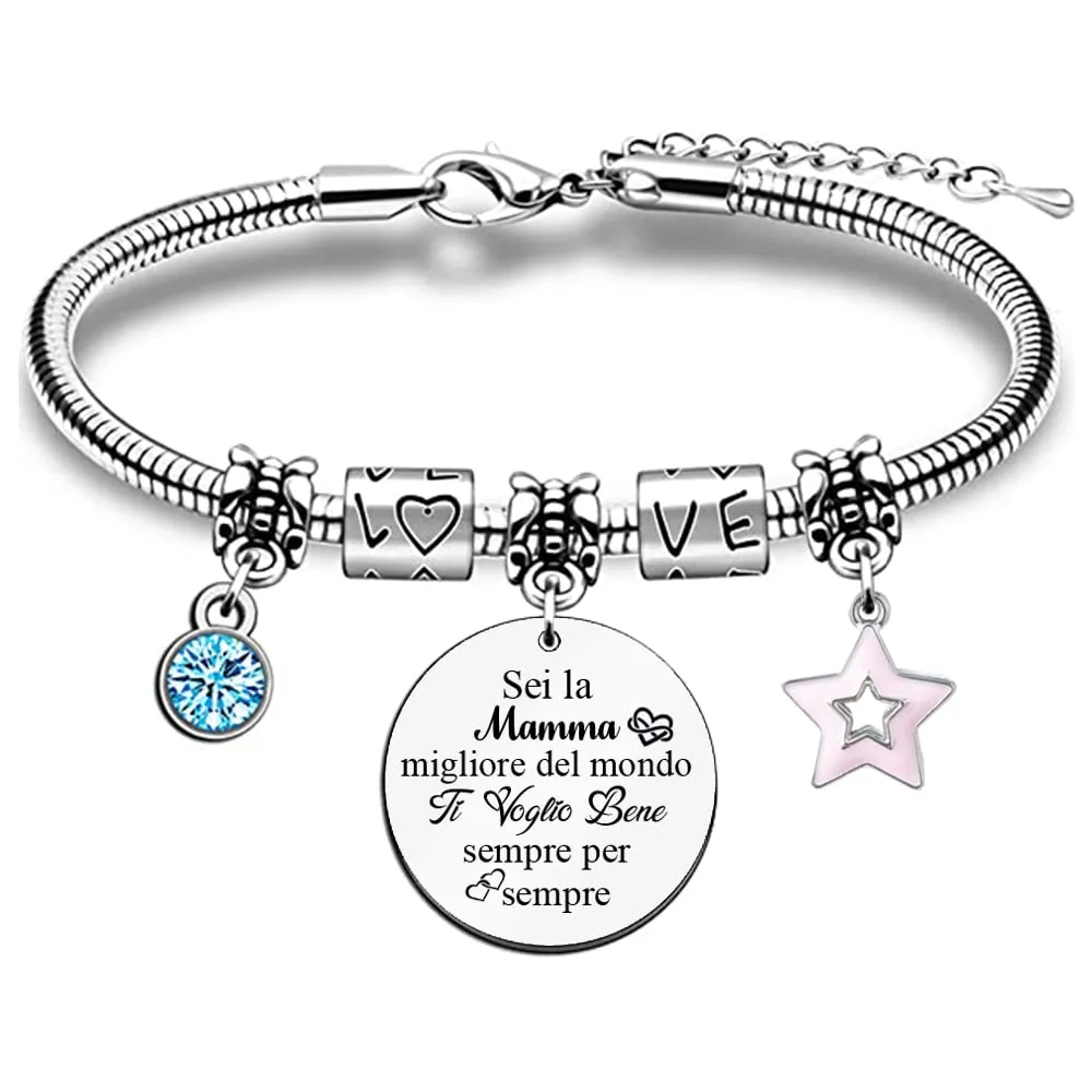 Madre Bangles Donne Polso Braccialetto Regolabile Festa Mamma Compleanno Regalo Stella Gioielleria Grazie Ricordo Da Figlio Figlia Apprezza Ringraziamento Natale Amore Familiare Regali Per Sempre - immagine 1