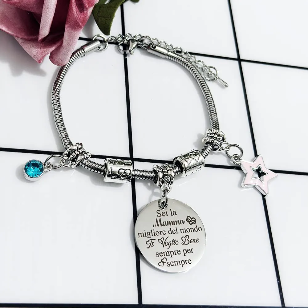 Madre Bangles Donne Polso Braccialetto Regolabile Festa Mamma Compleanno Regalo Stella Gioielleria Grazie Ricordo Da Figlio Figlia Apprezza Ringraziamento Natale Amore Familiare Regali Per Sempre - immagine 2