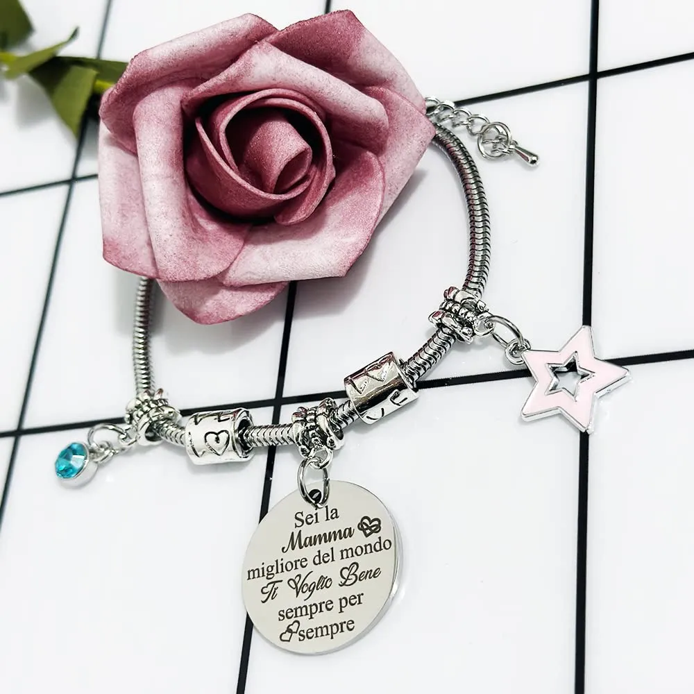 Madre Bangles Donne Polso Braccialetto Regolabile Festa Mamma Compleanno Regalo Stella Gioielleria Grazie Ricordo Da Figlio Figlia Apprezza Ringraziamento Natale Amore Familiare Regali Per Sempre - immagine 3