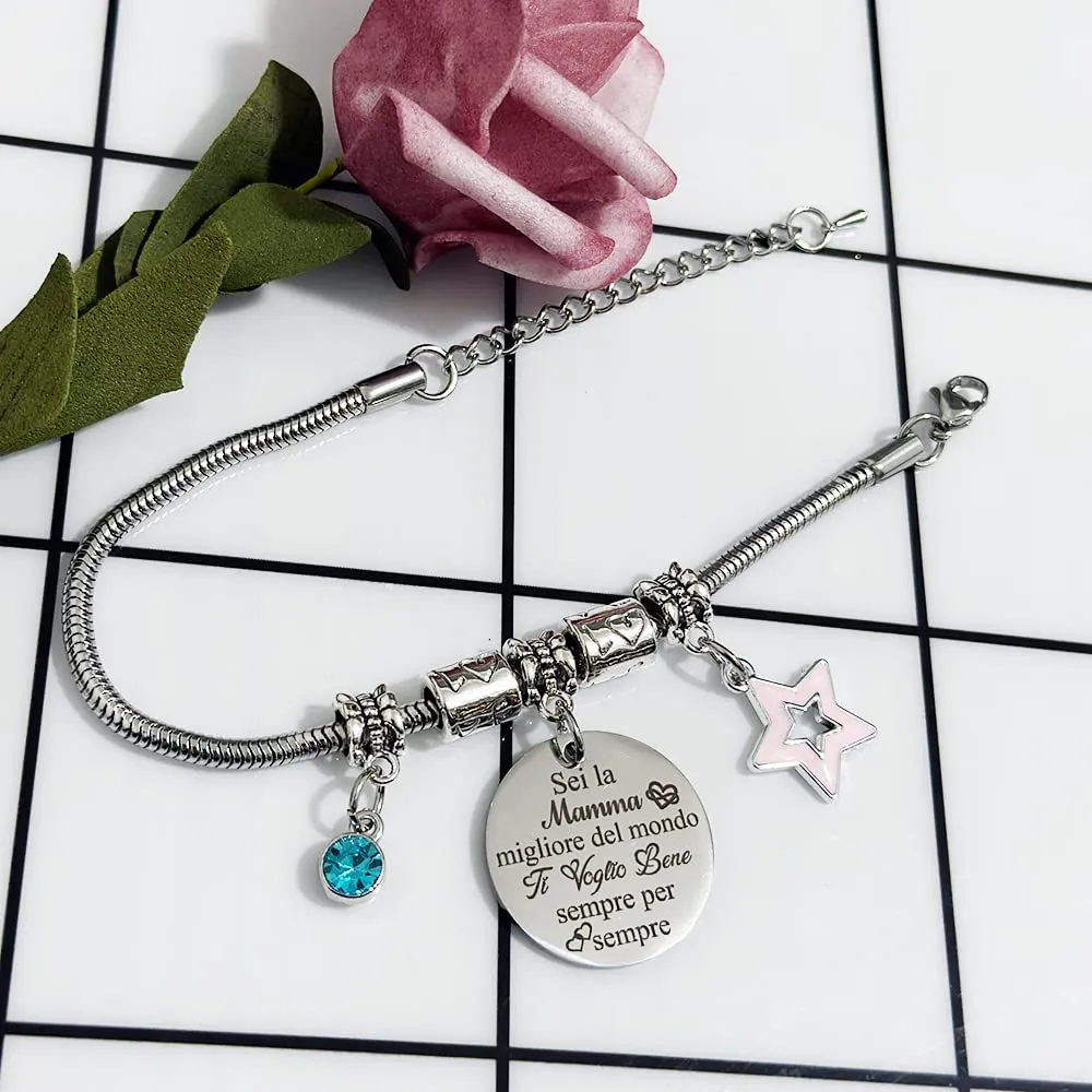 Madre Bangles Donne Polso Braccialetto Regolabile Festa Mamma Compleanno Regalo Stella Gioielleria Grazie Ricordo Da Figlio Figlia Apprezza Ringraziamento Natale Amore Familiare Regali Per Sempre - immagine 4