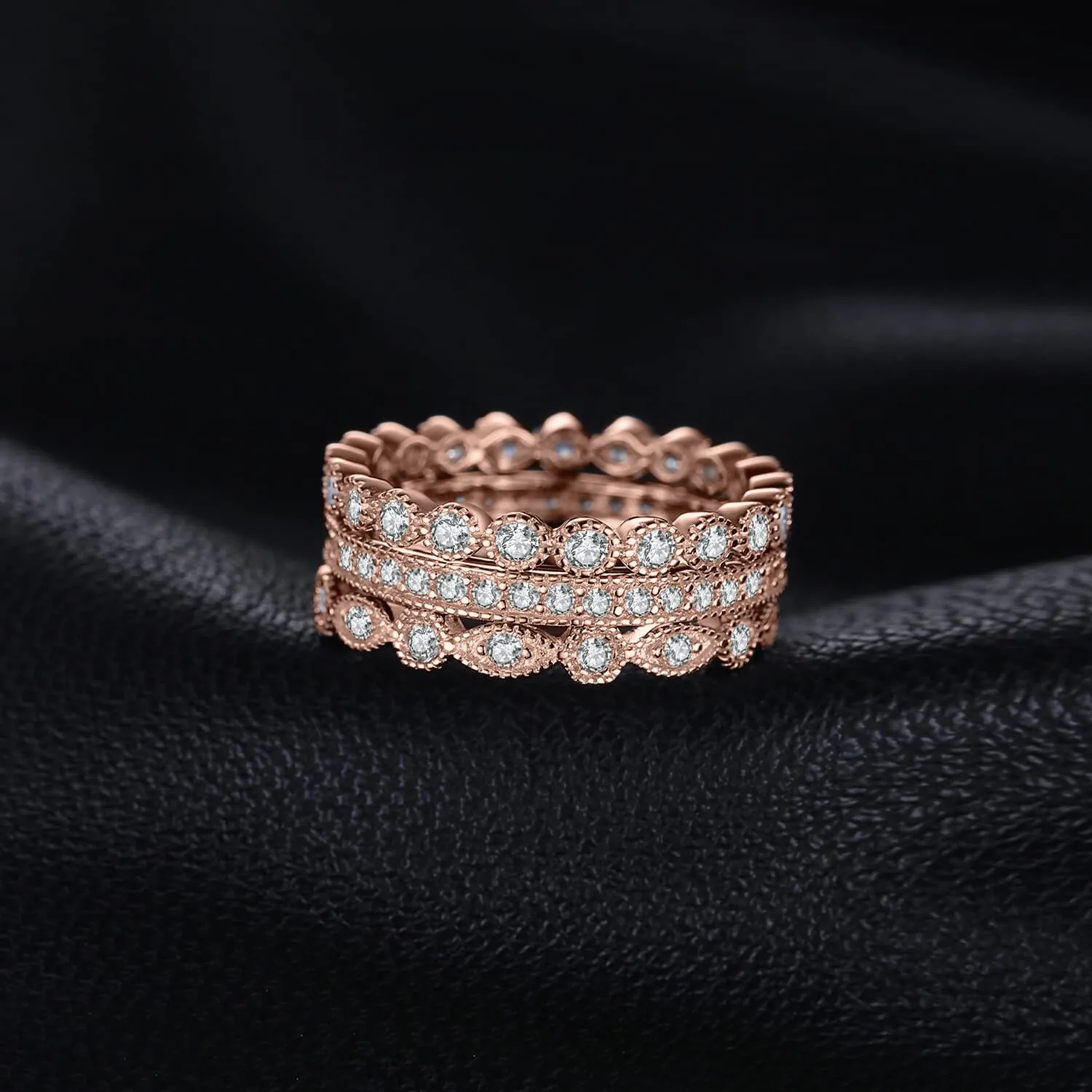 JewelryPalace Classici Anelli Impilabili Donna Argento 925 con Creato Moissanite, Marquise Anello con Pietre Preziose, Fedi Nuziali Matrimonio in Oro Rosa Set Gioielli 8 - immagine 3