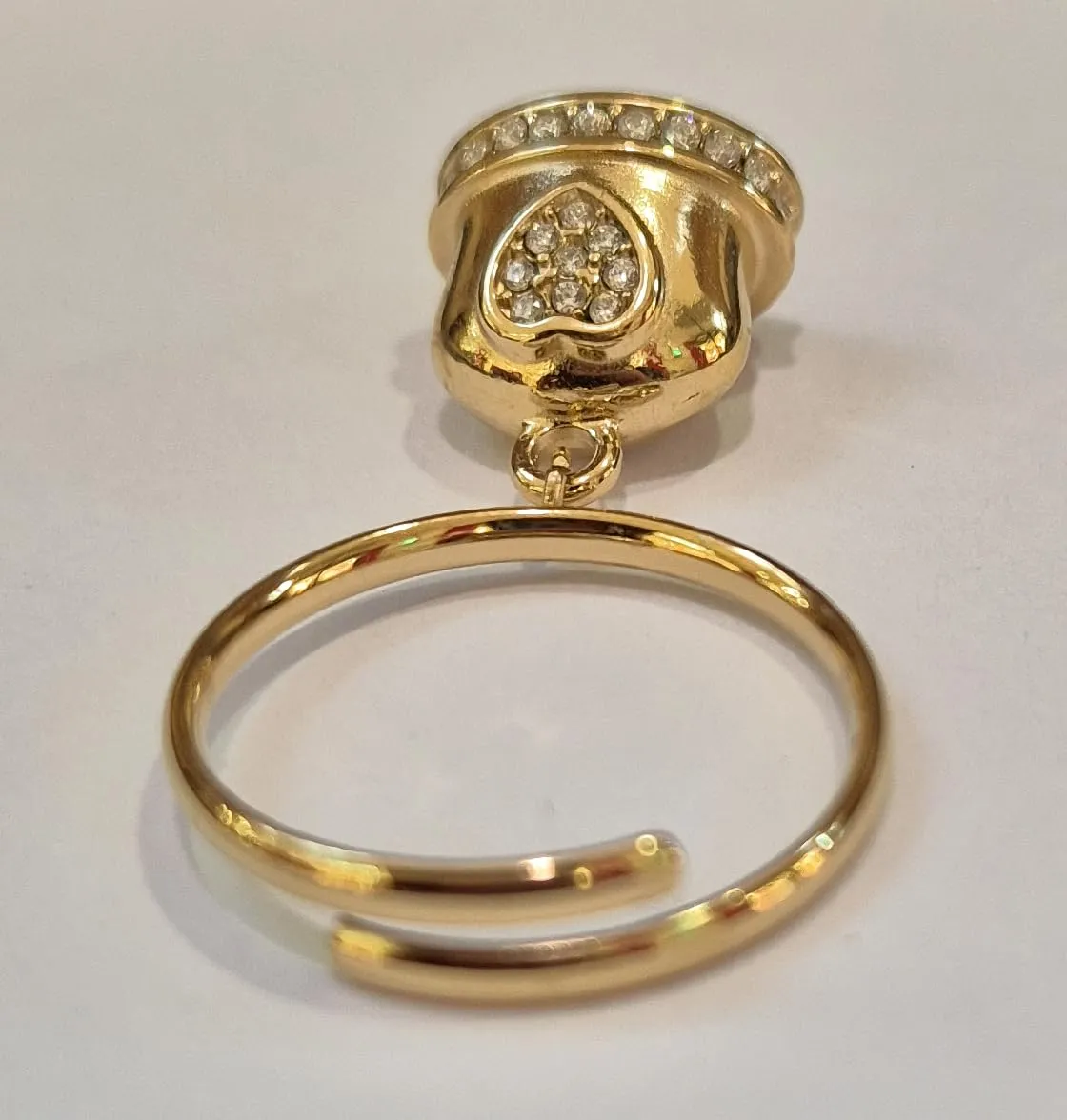 Mavi jewel anello con campanella in acciaio portafortuna misura regolabile spedizione gratuita (oro multicolor) - immagine 3