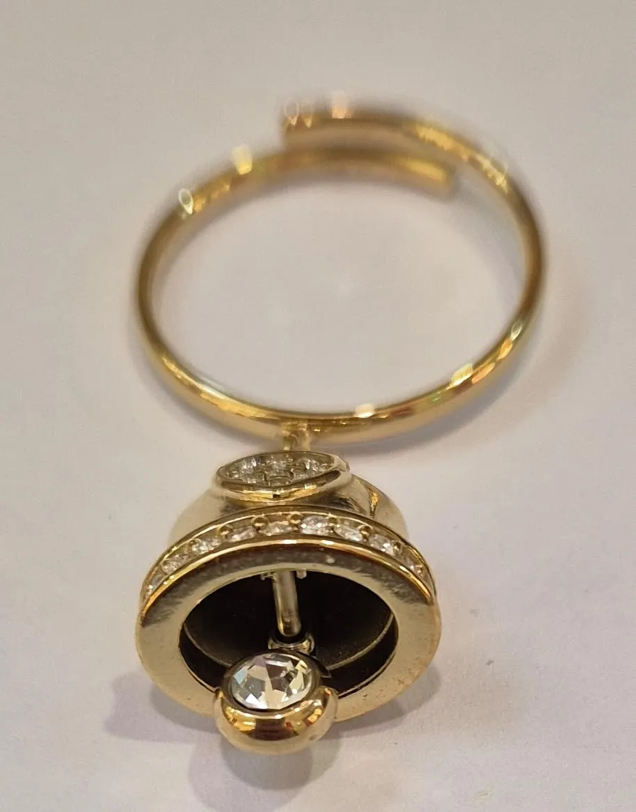 Mavi jewel anello con campanella in acciaio portafortuna misura regolabile spedizione gratuita (oro multicolor) - immagine 4