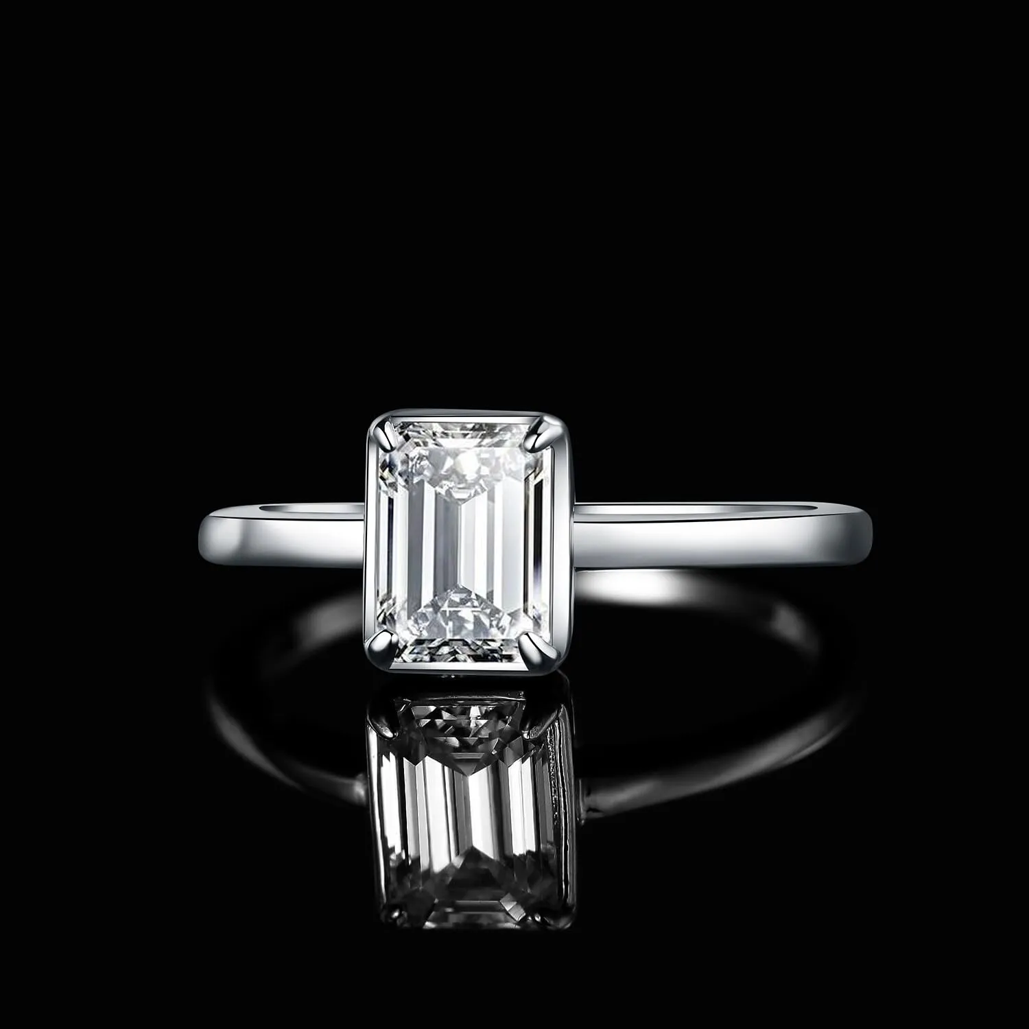 JewelryPalace 1ct Anello Solitario Donna Argento 925 con Creato Moissanite, Diamante Simulato Anelli con Pietra a Taglio Smeraldo, Semplice Fedine Fidanzamento in Argento Set Gioielli Donna 8 - immagine 3