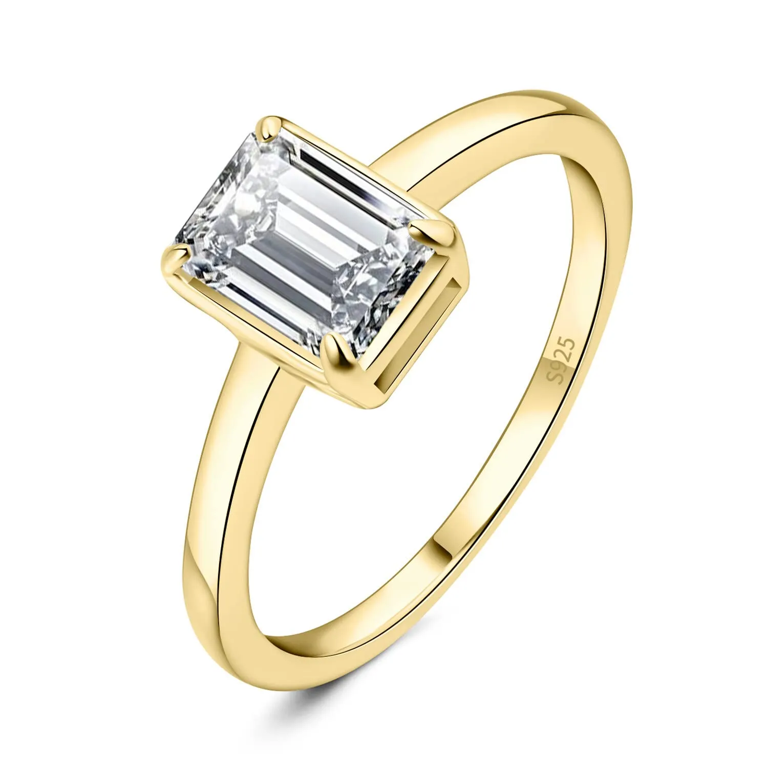 JewelryPalace 1ct Anello Solitario Donna Argento 925 con Creato Moissanite, Diamante Simulato Anelli Dorati con Pietra a Taglio Smeraldo, Semplice Fedine Fidanzamento in Oro Set Gioielli Donna 18.5 - immagine 1