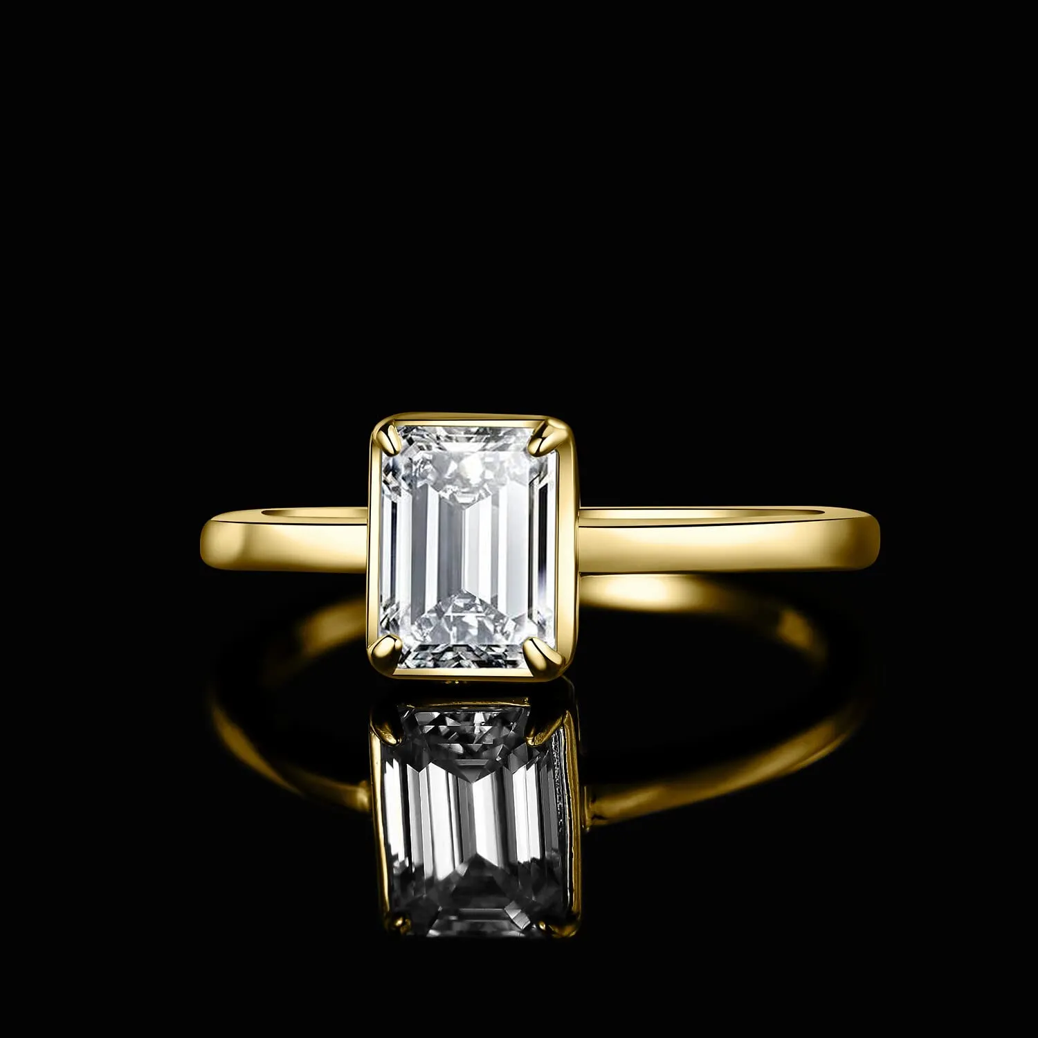JewelryPalace 1ct Anello Solitario Donna Argento 925 con Creato Moissanite, Diamante Simulato Anelli Dorati con Pietra a Taglio Smeraldo, Semplice Fedine Fidanzamento in Oro Set Gioielli Donna 21 - immagine 3
