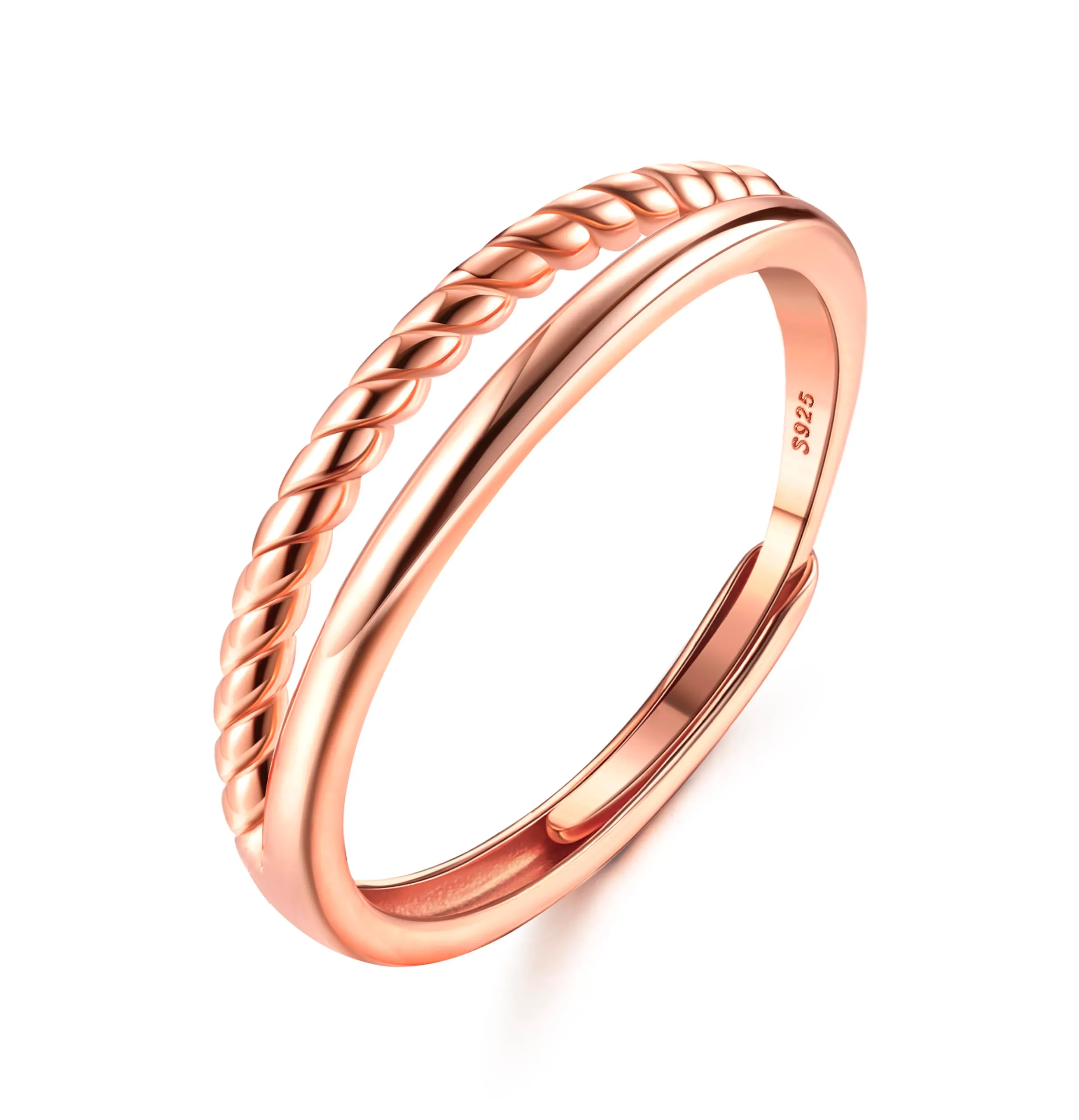 Adramata Anelli Donna Argento 925 Anello Twist Regolabile - immagine 1