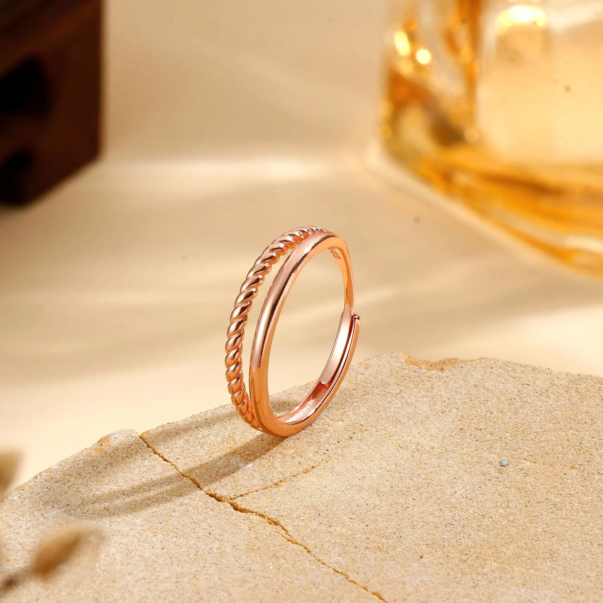 Adramata Anelli Donna Argento 925 Anello Twist Regolabile - immagine 6
