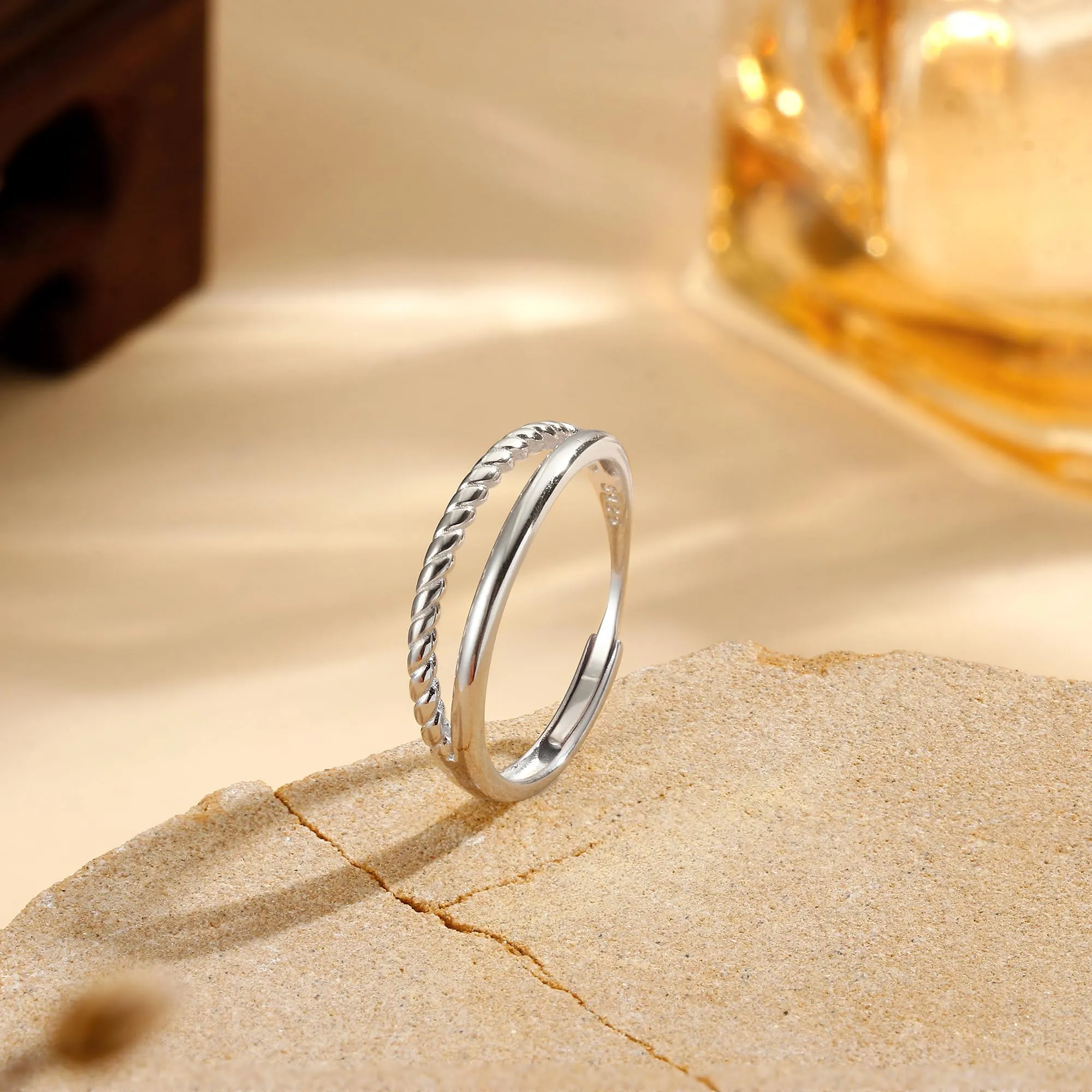 Adramata Anelli Donna Argento 925 Anello Twist Regolabile - immagine 6