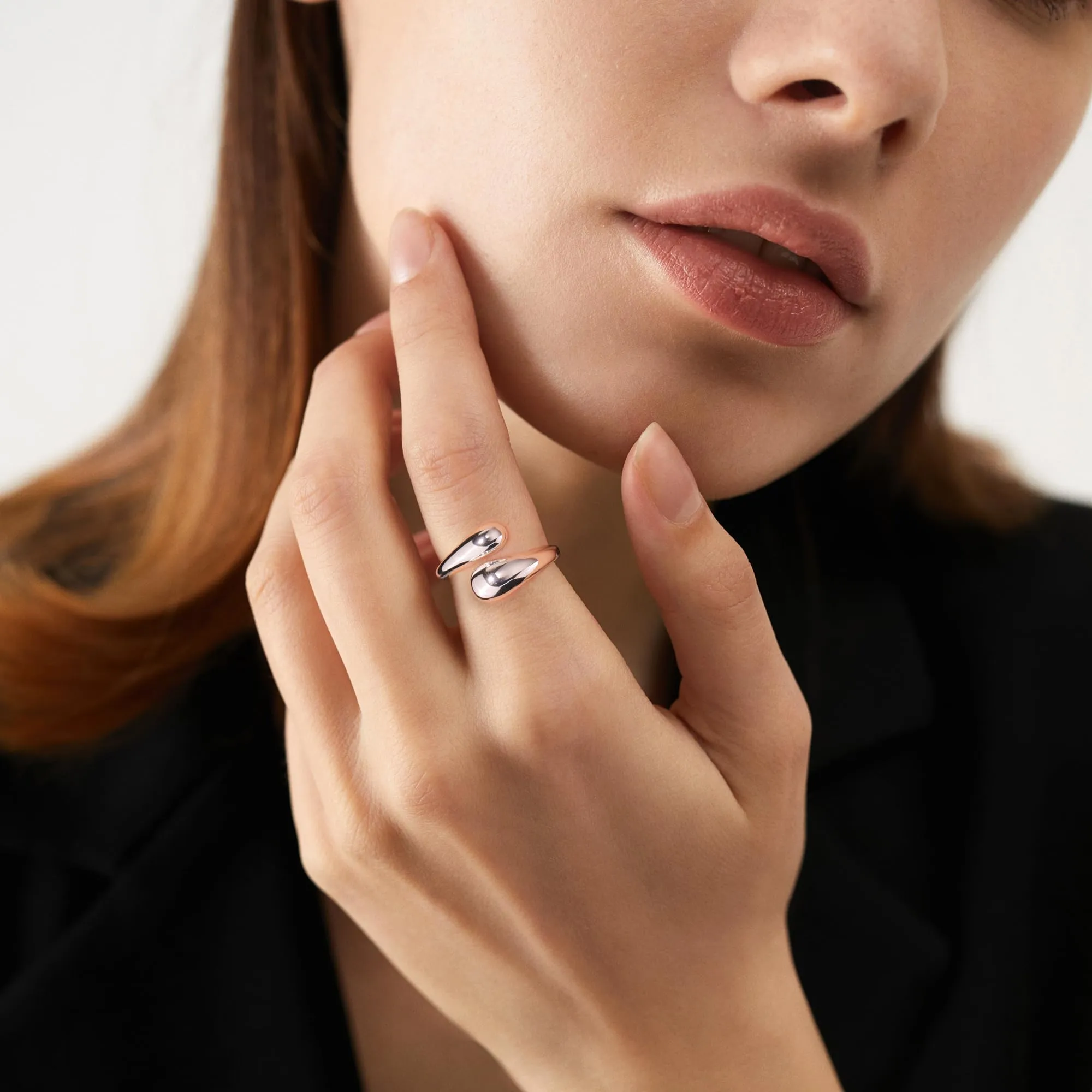 ALEXCRAFT Anello Donna Argento Doppia Goccia Aperto Regolabile - immagine 4