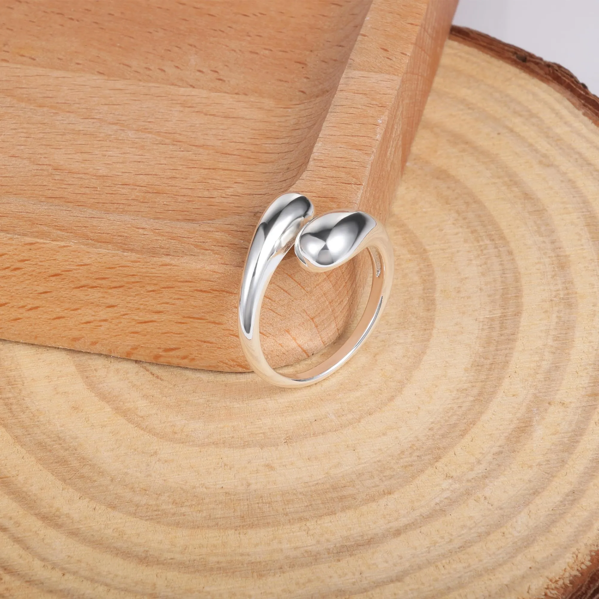 ALEXCRAFT Anello Donna Argento Doppia Goccia Aperto Regolabile - immagine 7
