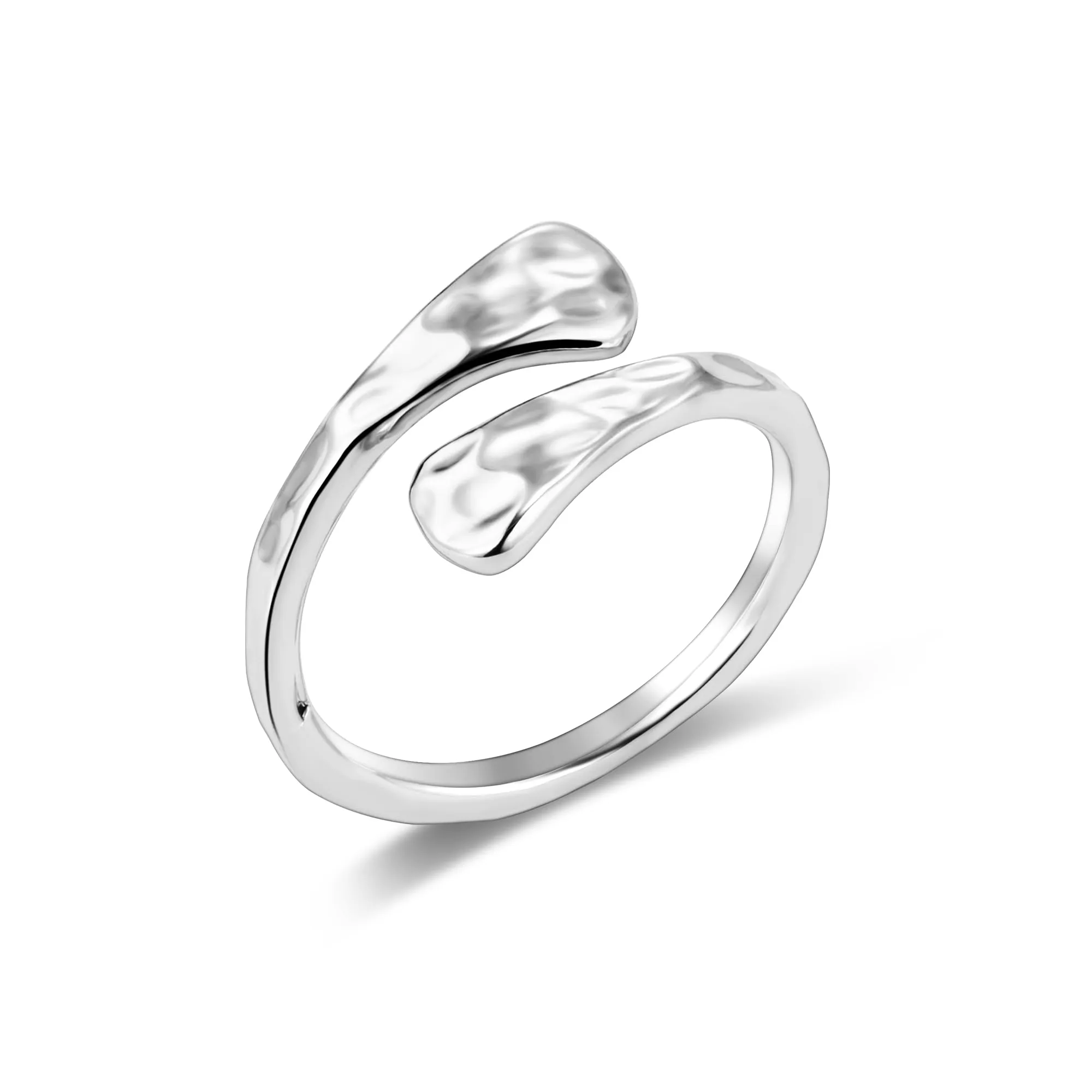 Anello Donna Acciaio Inox Argento Piatto Floreale Aperto Regolabile - immagine 1