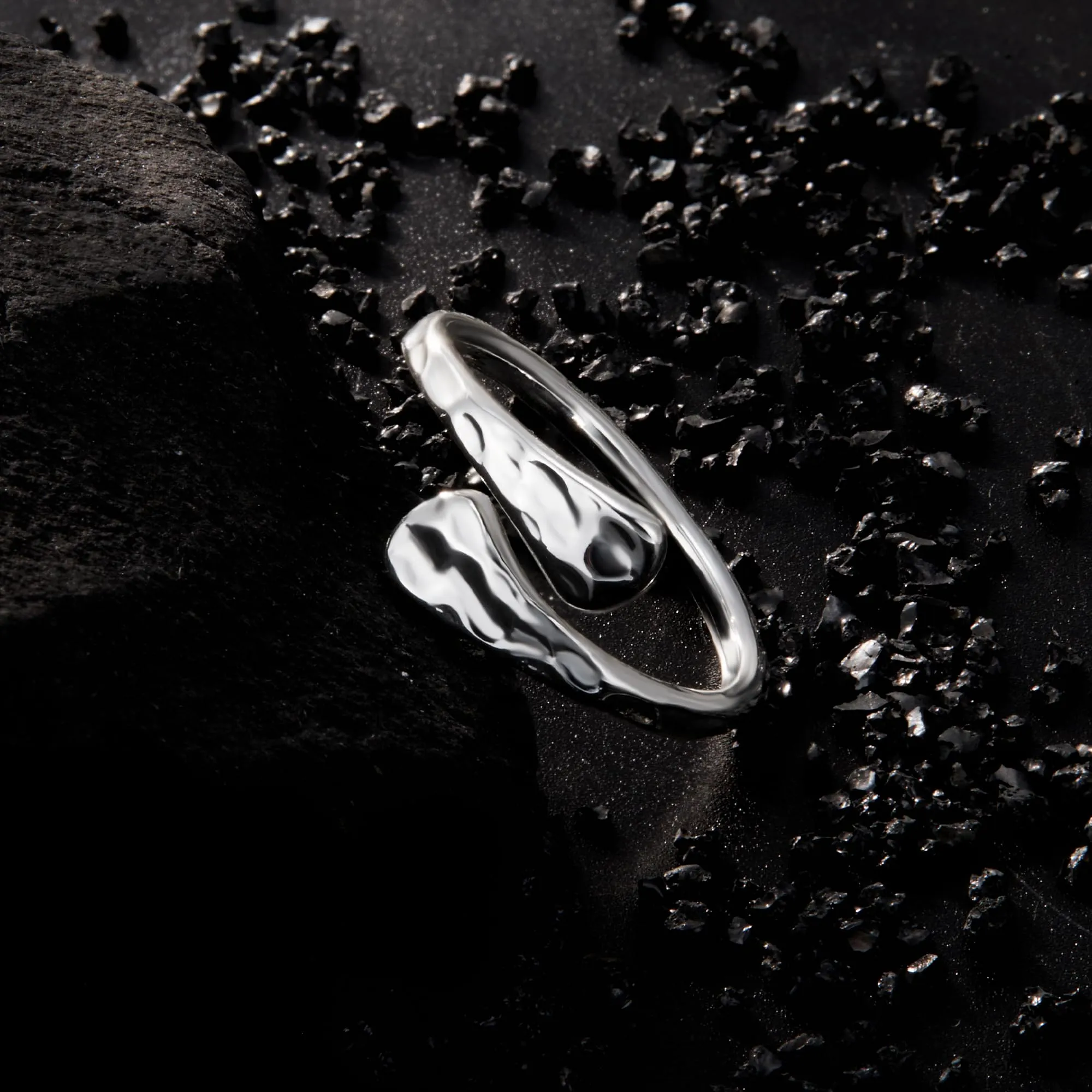 Anello Donna Acciaio Inox Argento Piatto Floreale Aperto Regolabile - immagine 4