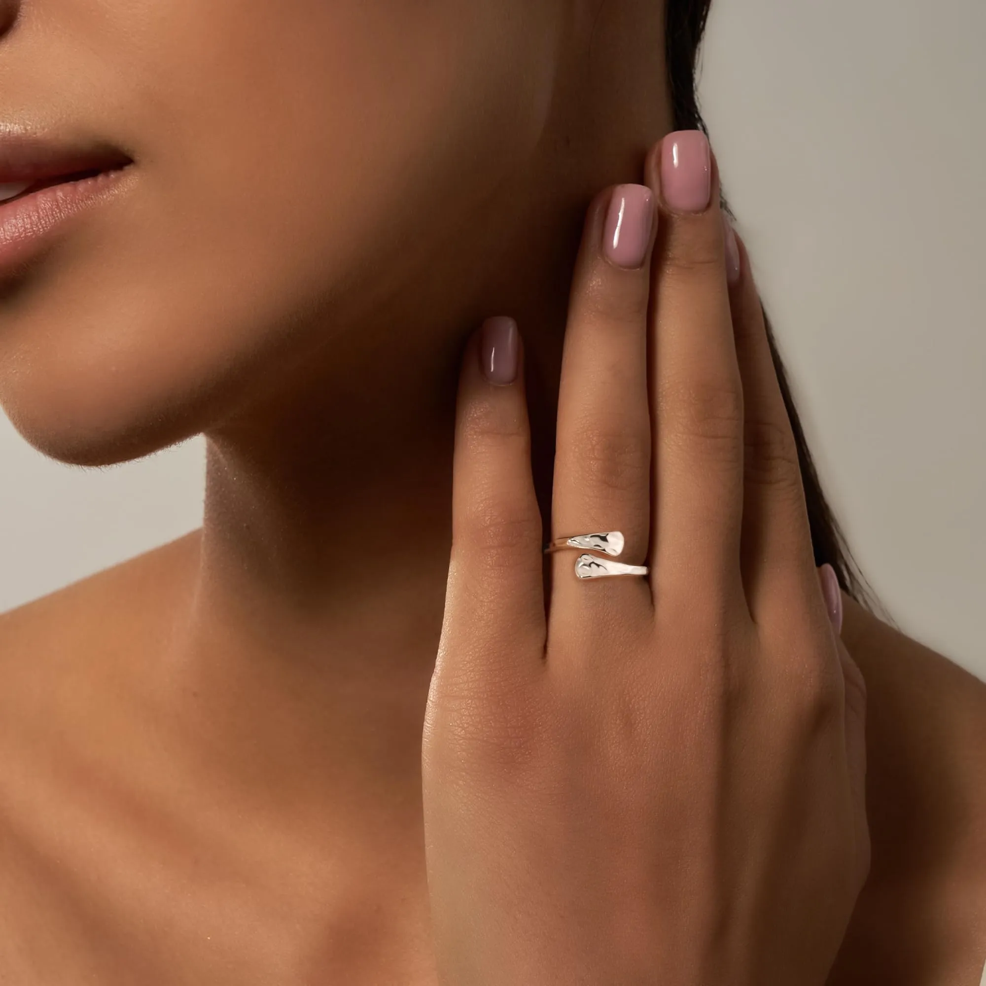Anello Donna Acciaio Inox Argento Piatto Floreale Aperto Regolabile - immagine 6