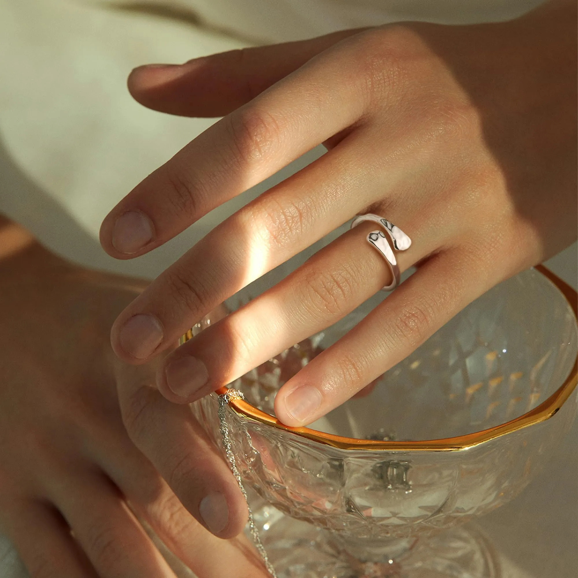 Anello Donna Acciaio Inox Argento Piatto Floreale Aperto Regolabile - immagine 7