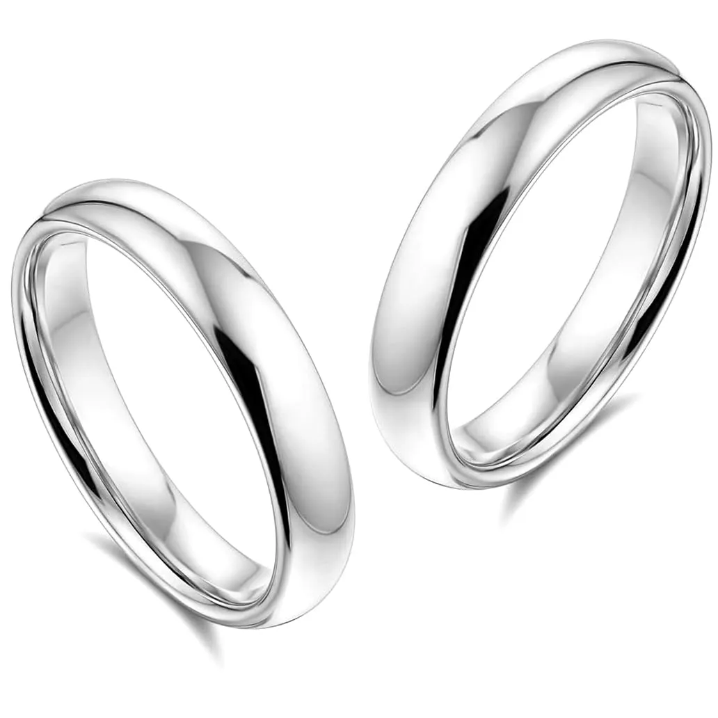 Maglione Gioielli Fede Nuziale pvd Oro 18kt bombatura comoda 4mm e astuccio regalo portafede con incisione gratuita e garanzia (Oro Bianco) - immagine 2