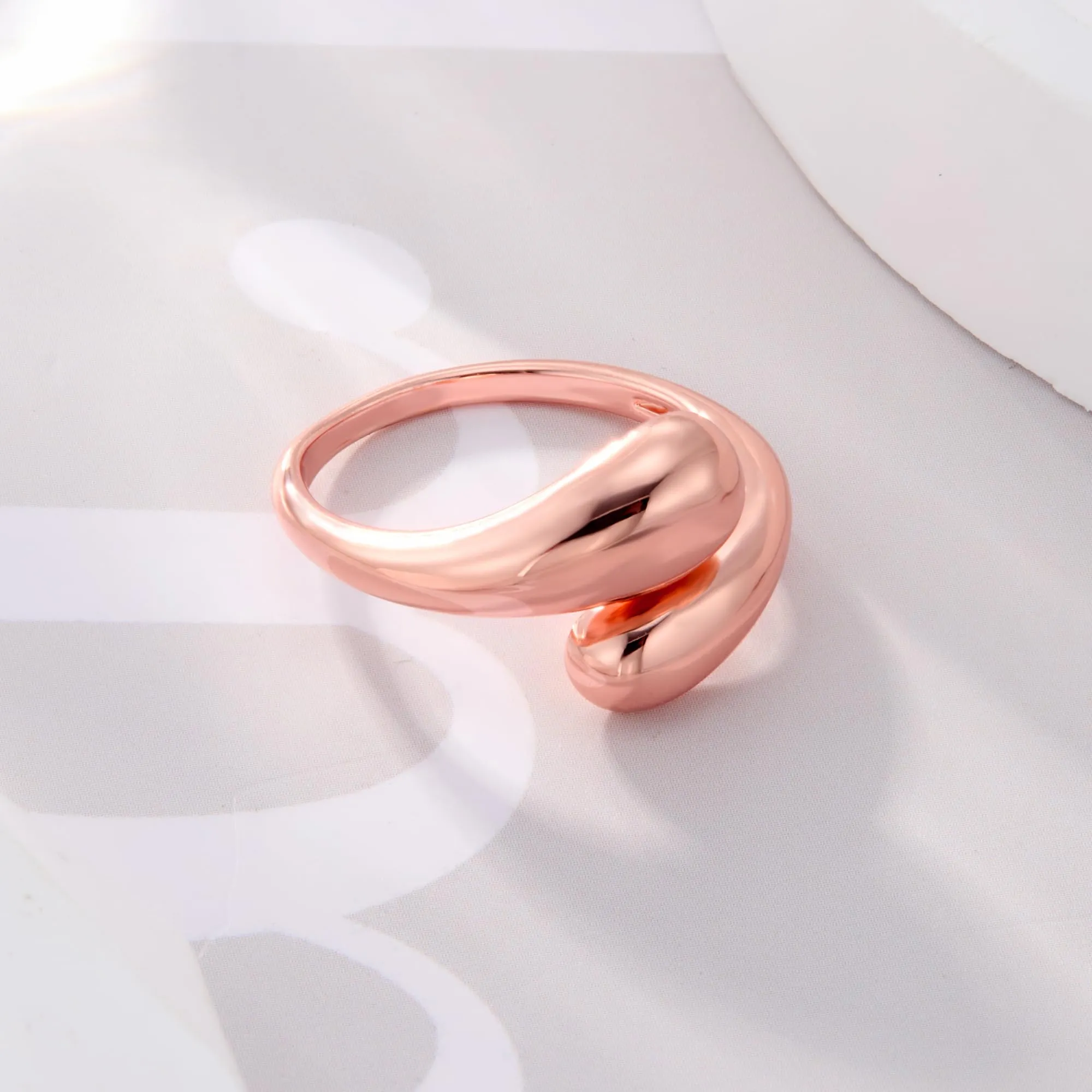 ALEXCRAFT Anello Donna Oro Rosa Doppia Goccia Aperto Regolabile - immagine 3