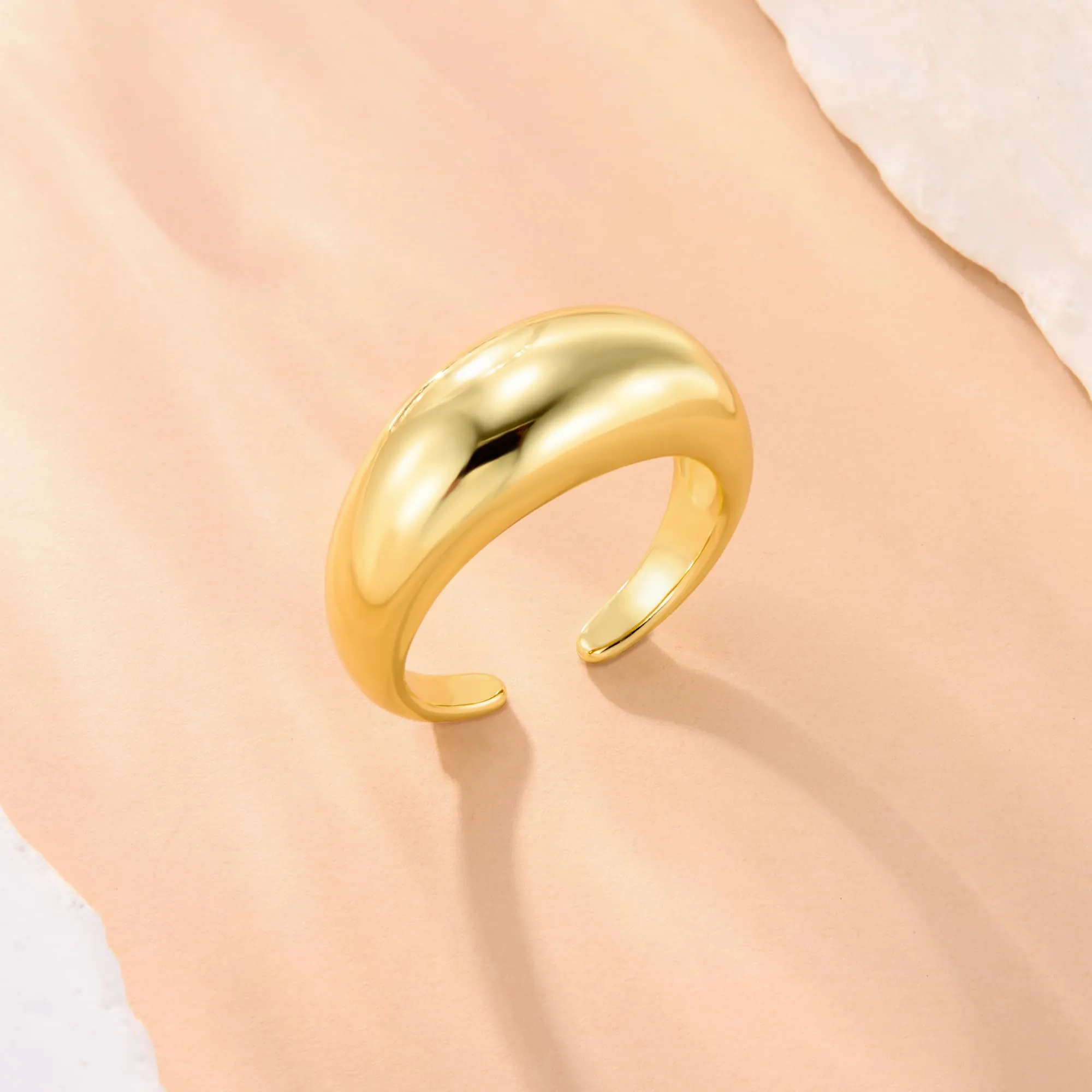 ALEXCRAFT Anello Oro Donna Chunky Liscio Aperto Regolabile da Pollice - immagine 6