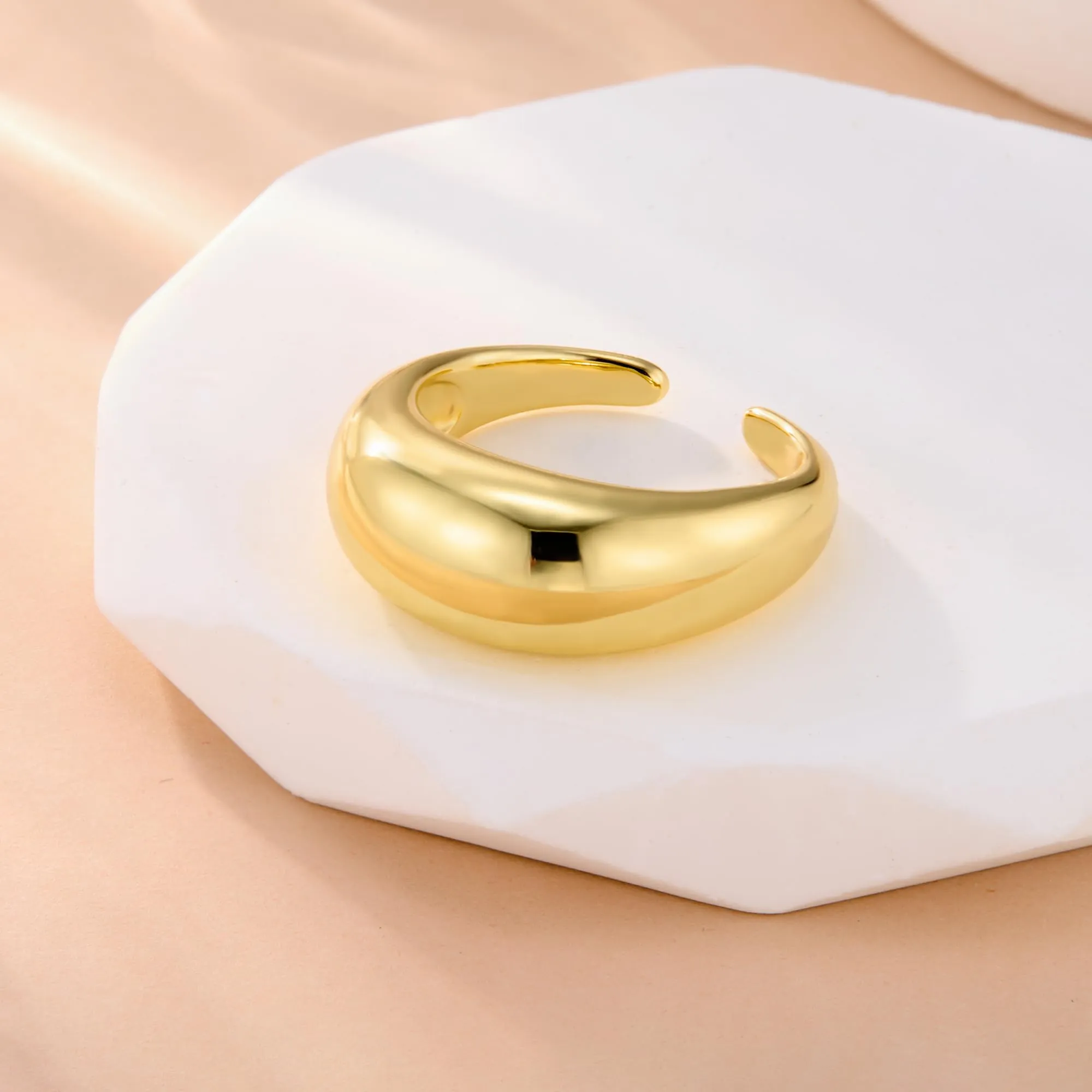 ALEXCRAFT Anello Oro Donna Chunky Liscio Aperto Regolabile da Pollice - immagine 8