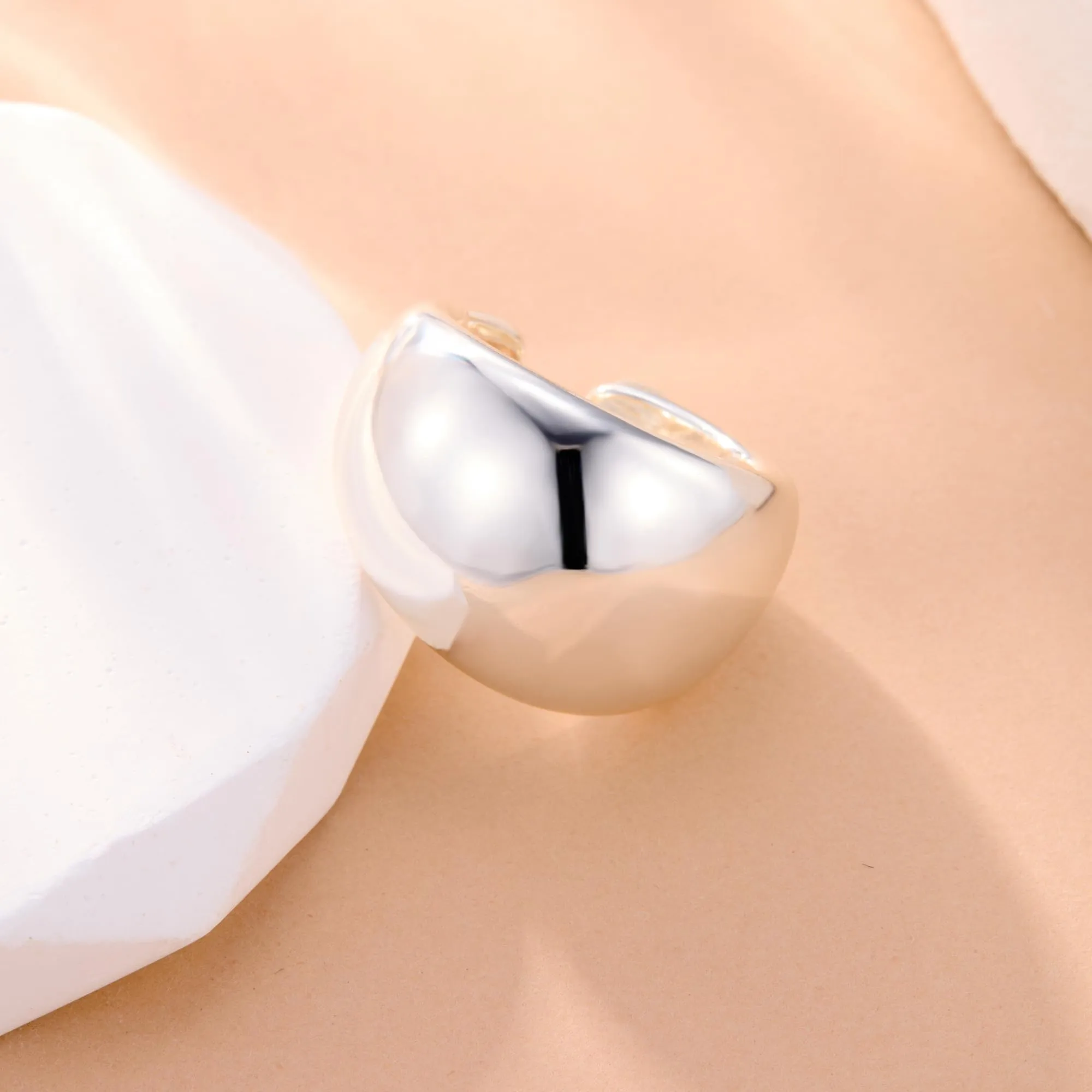 ALEXCRAFT Anello Argento Donna Largo Chunky Aperto Regolabile da Pollice - immagine 4