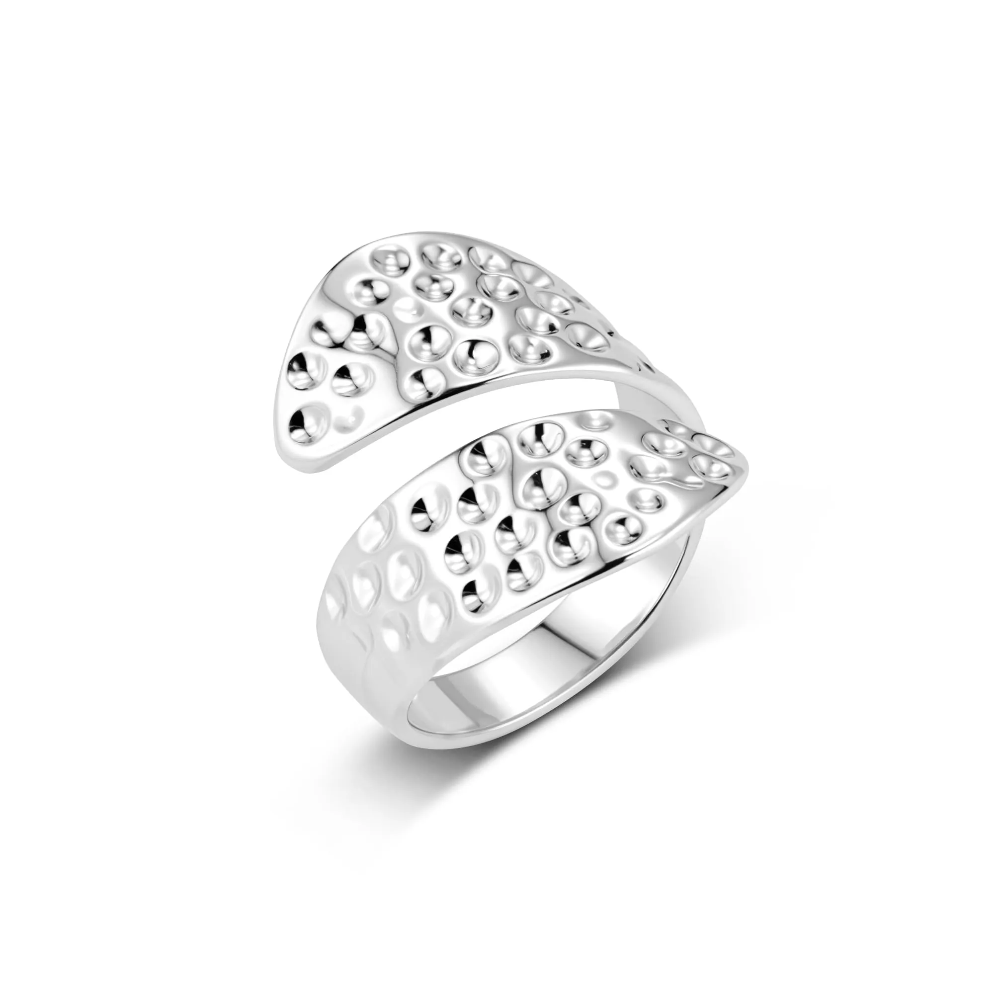 ALEXCRAFT Anello Donna Argento Martellato Chunky Aperto Regolabile - immagine 1