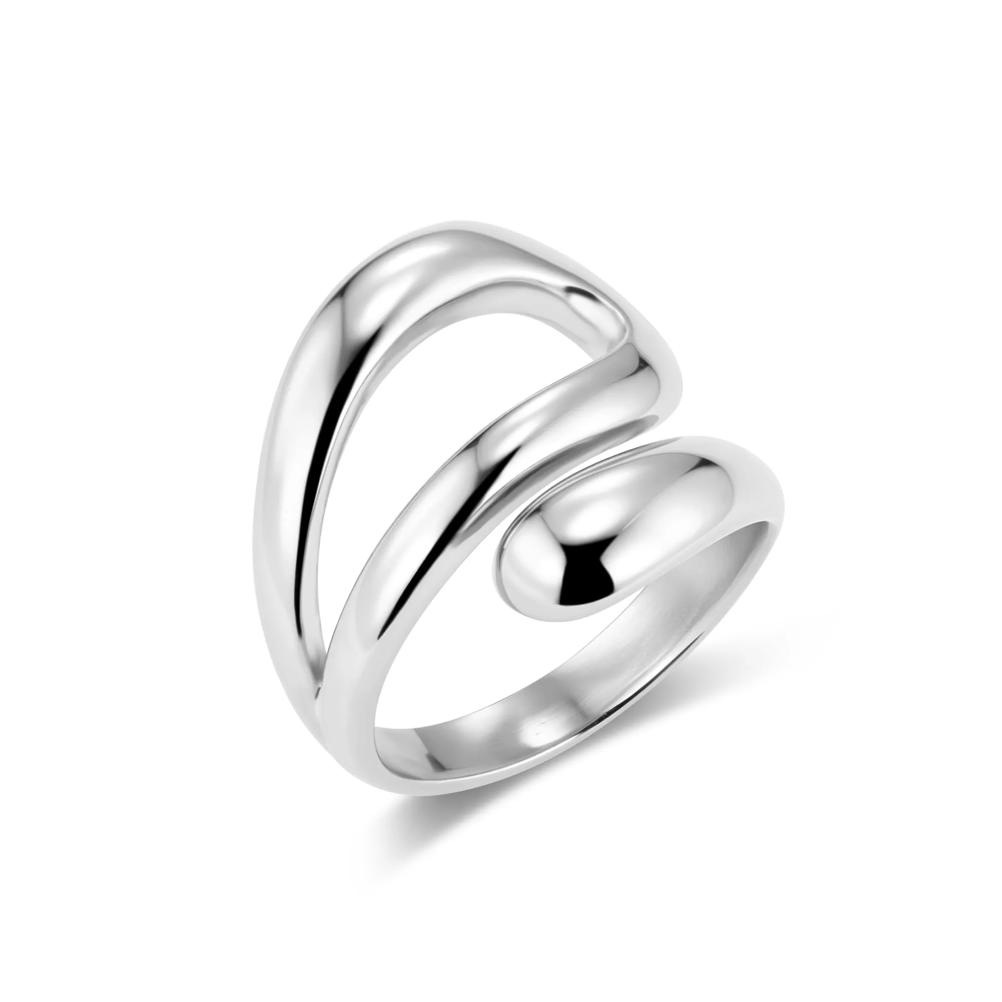 ALEXCRAFT Anello Donna Acciaio Argento Traforato Goccia Aperto Regolabile - immagine 1