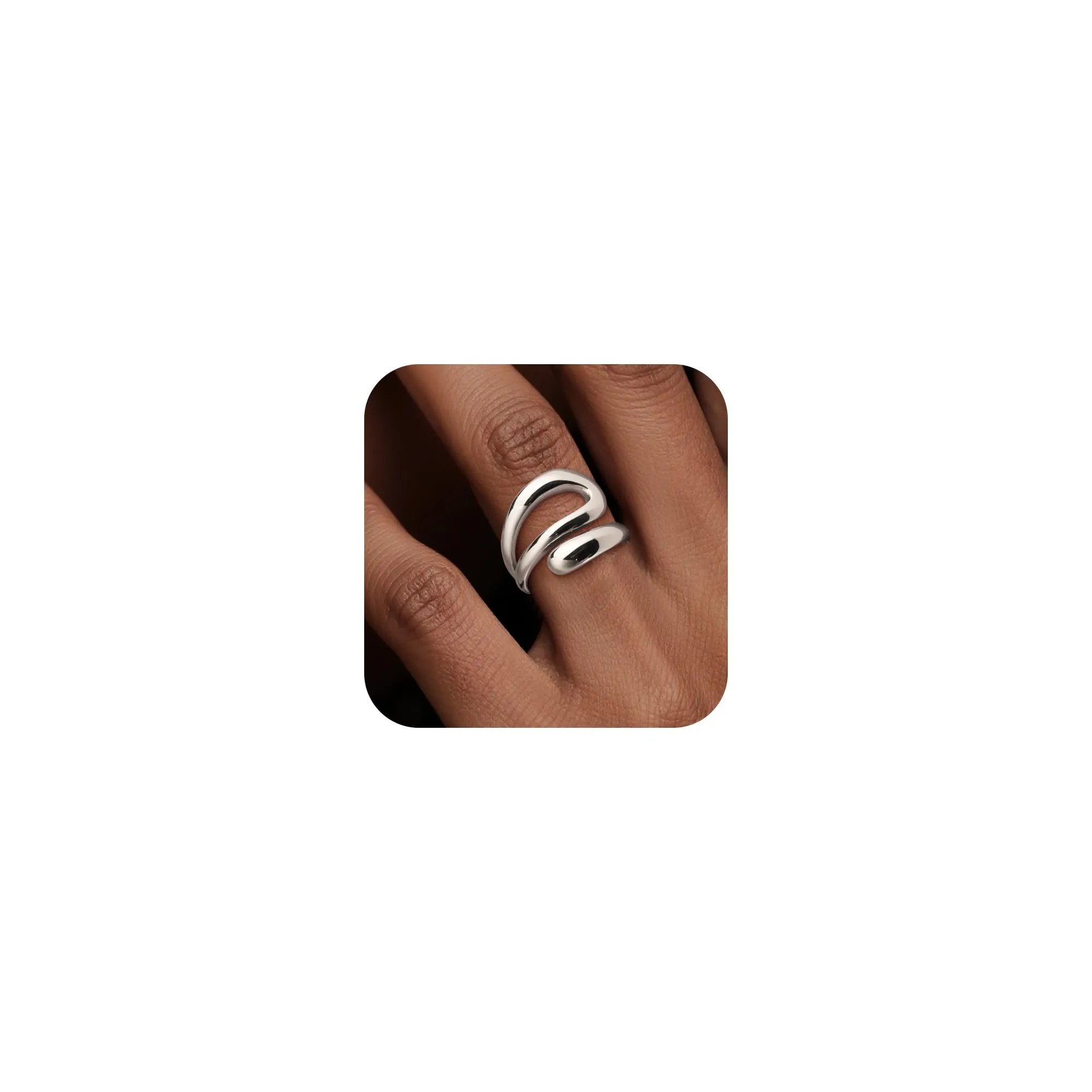 ALEXCRAFT Anello Donna Acciaio Argento Traforato Goccia Aperto Regolabile - immagine 2
