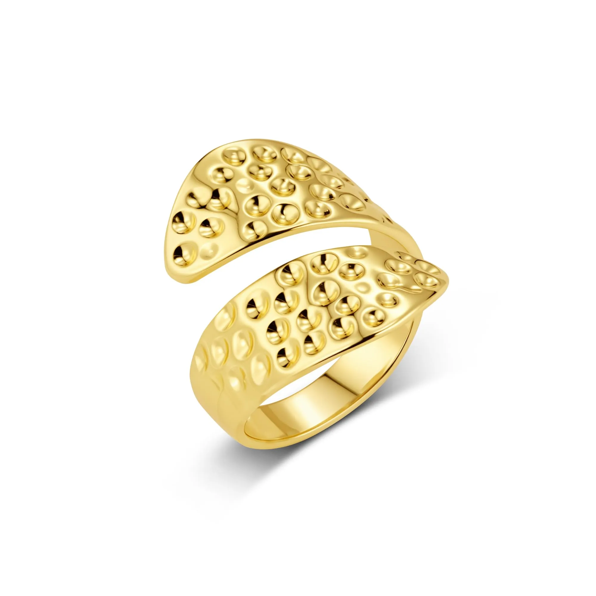 ALEXCRAFT Chunky Anello Oro Donna Martellato Aperto Regolabile - immagine 1