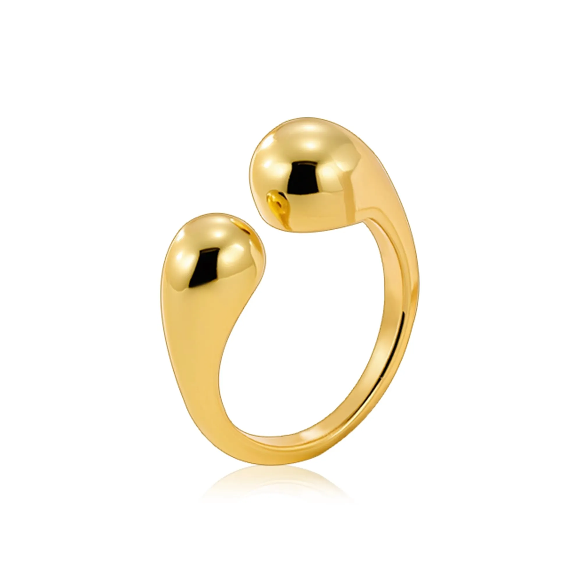 ALEXCRAFT Anello Donna Oro 18K Doppia Goccia Largo Aperto Regolabile - immagine 1