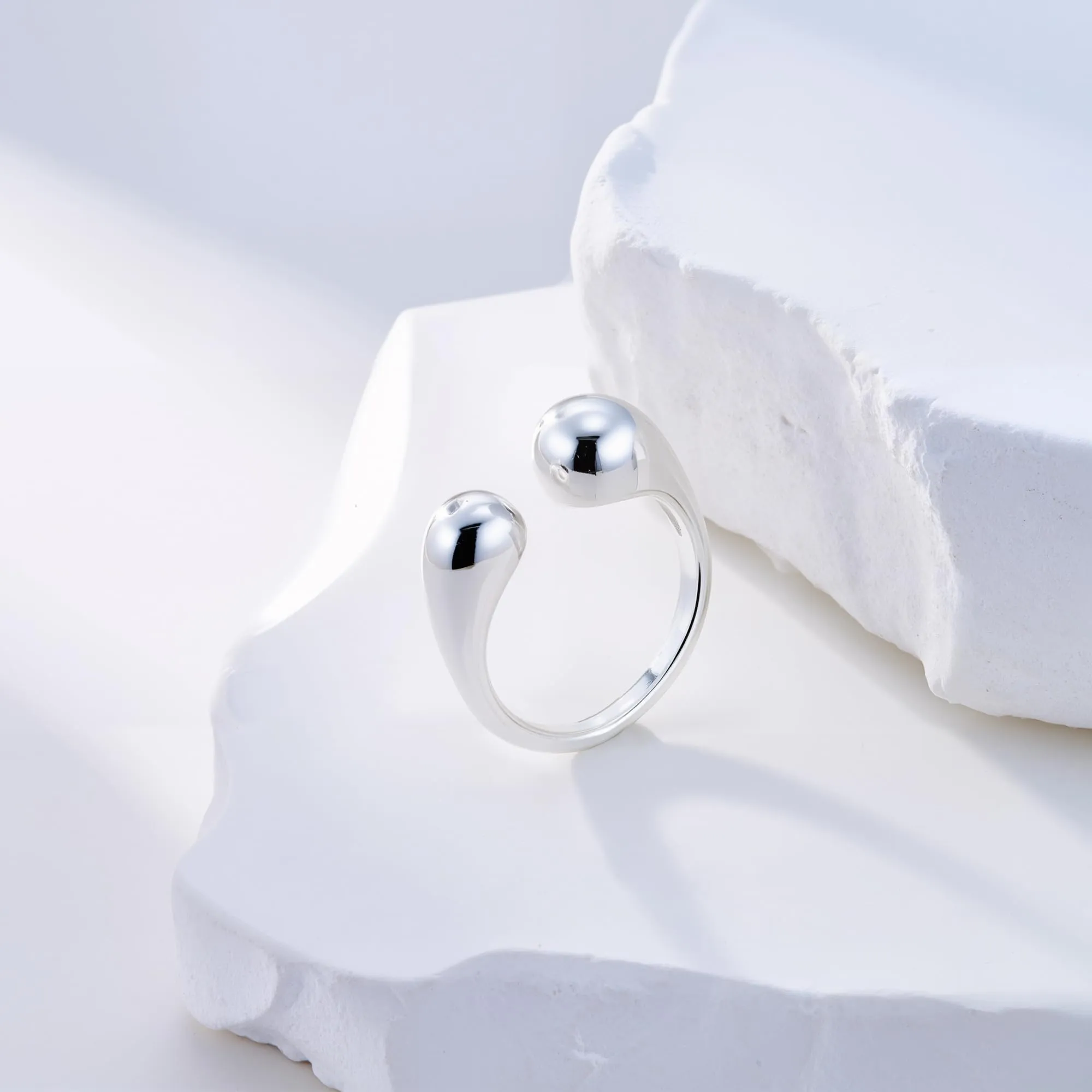 ALEXCRAFT Anello Argento Donna Doppia Goccia Largo Aperto Regolabile - immagine 3